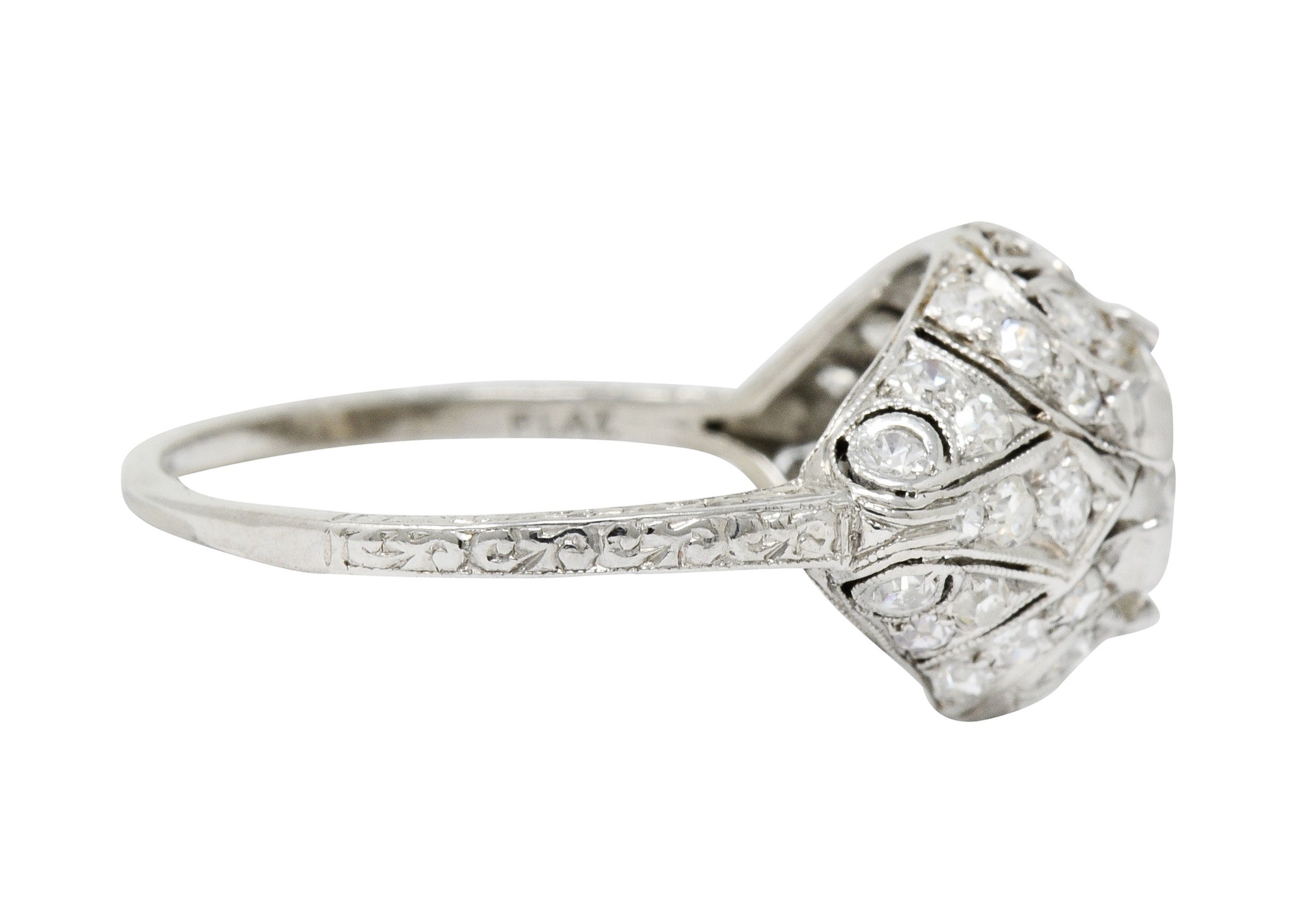 Edwardian 1.95 CTW Diamond Platinum Scrolled Engagement Ring GIARing - Wilson's Estate Jewelry