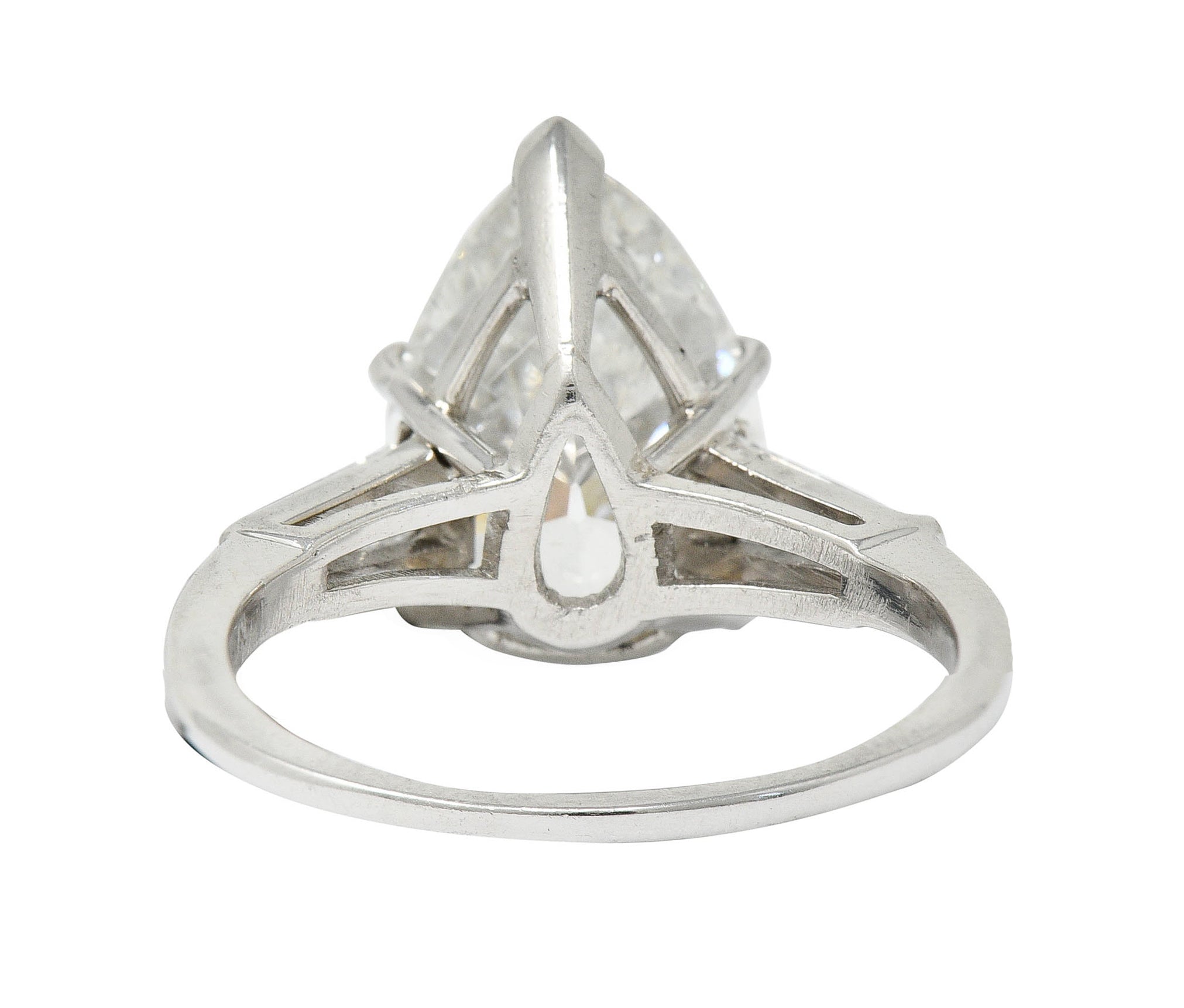 1950's Mid-Century 4.39 CTW Pear Cut Diamond Platinum Engagement Ring GIARing - Wilson's Estate Jewelry