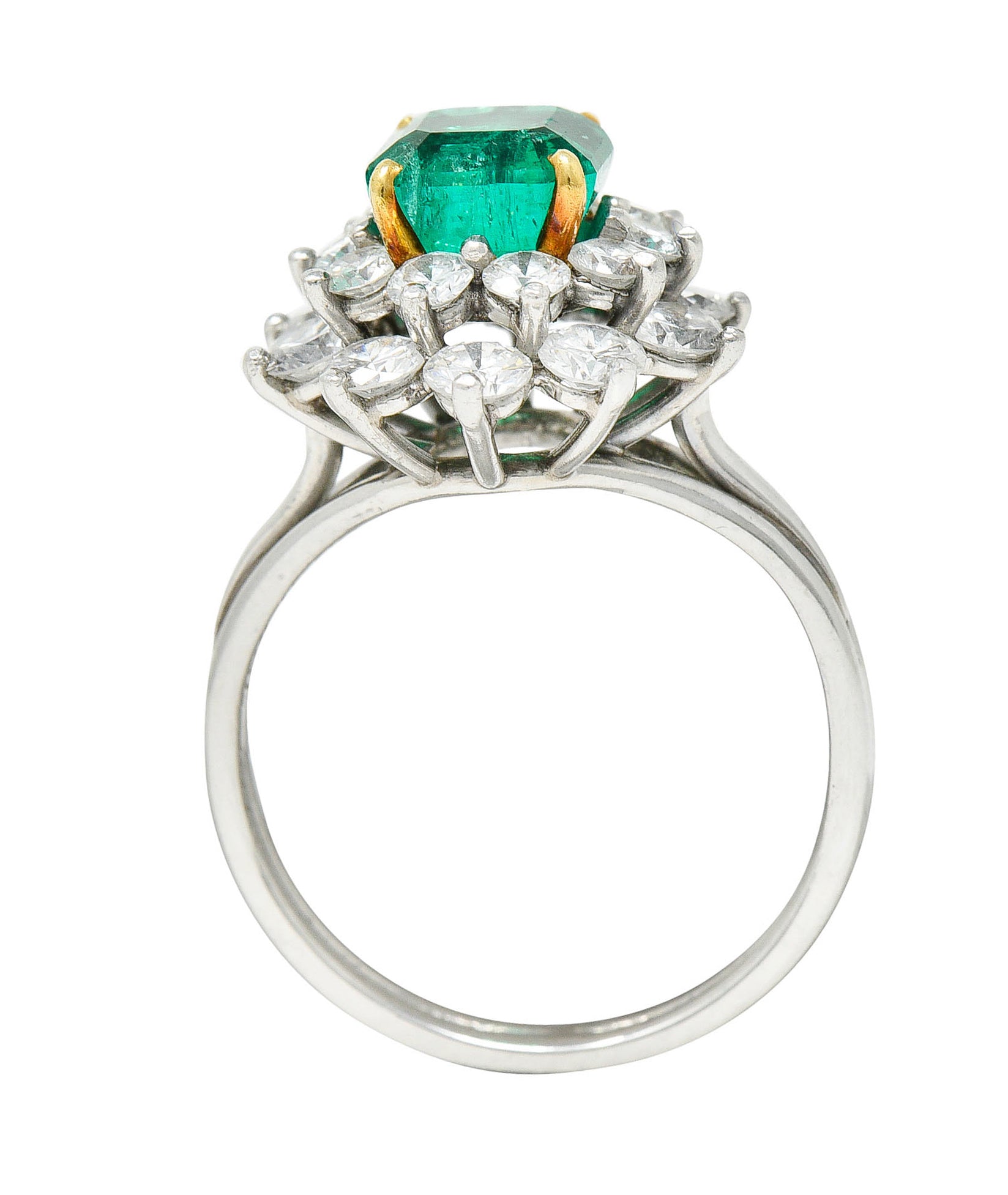 1950's Tiffany & Co. 2.45 CTW Emerald Diamond Platinum Cluster RingRing - Wilson's Estate Jewelry