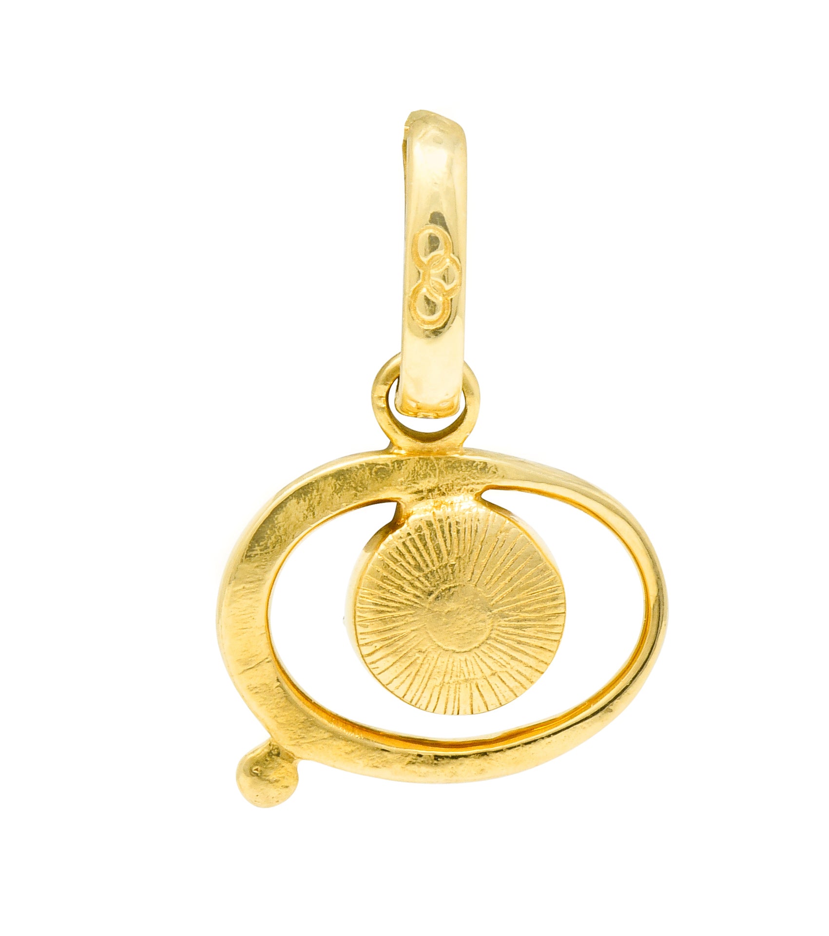 Protective Contemporary Diamond 18 Karat Gold Evil Eye Charm - Wilson's Estate Jewelry