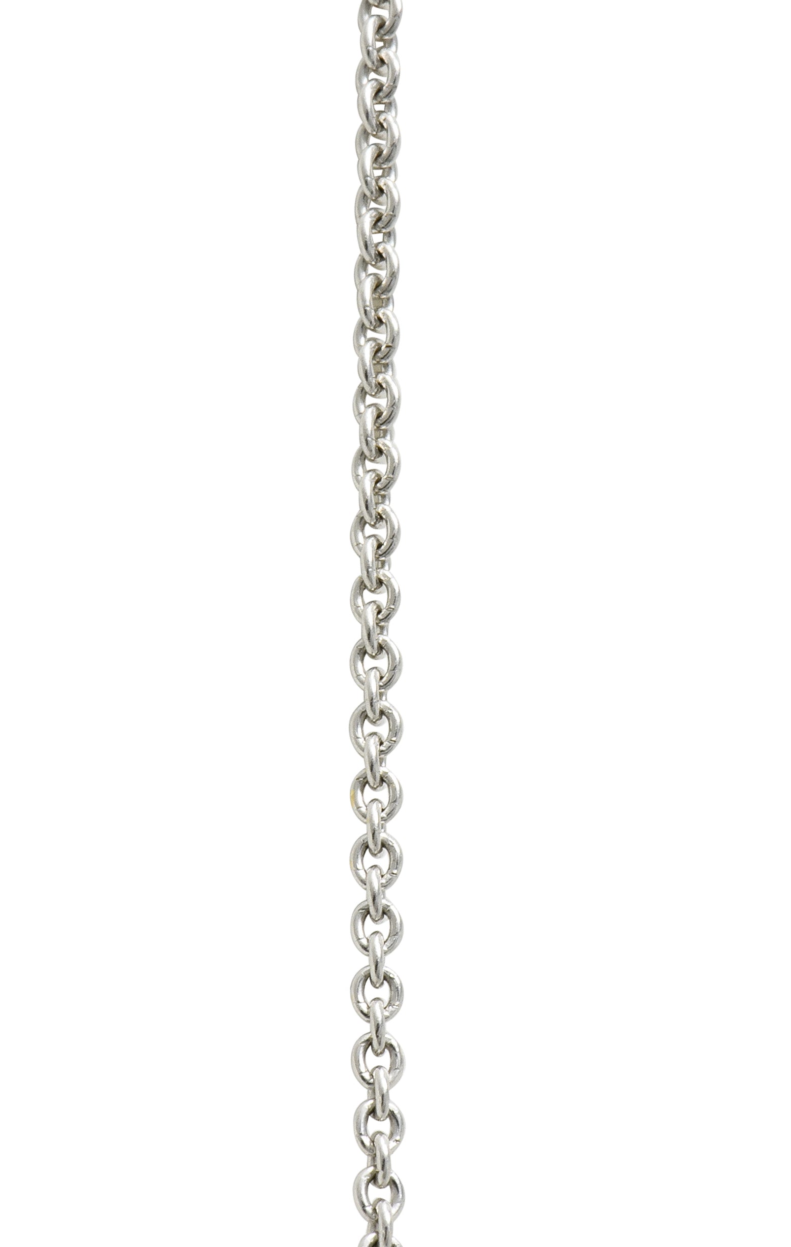 Charles Krypell Pink Sapphire Pink and White Diamond 18 Karat Two-Tone Gold Pear Drop Pendant - Wilson's Estate Jewelry