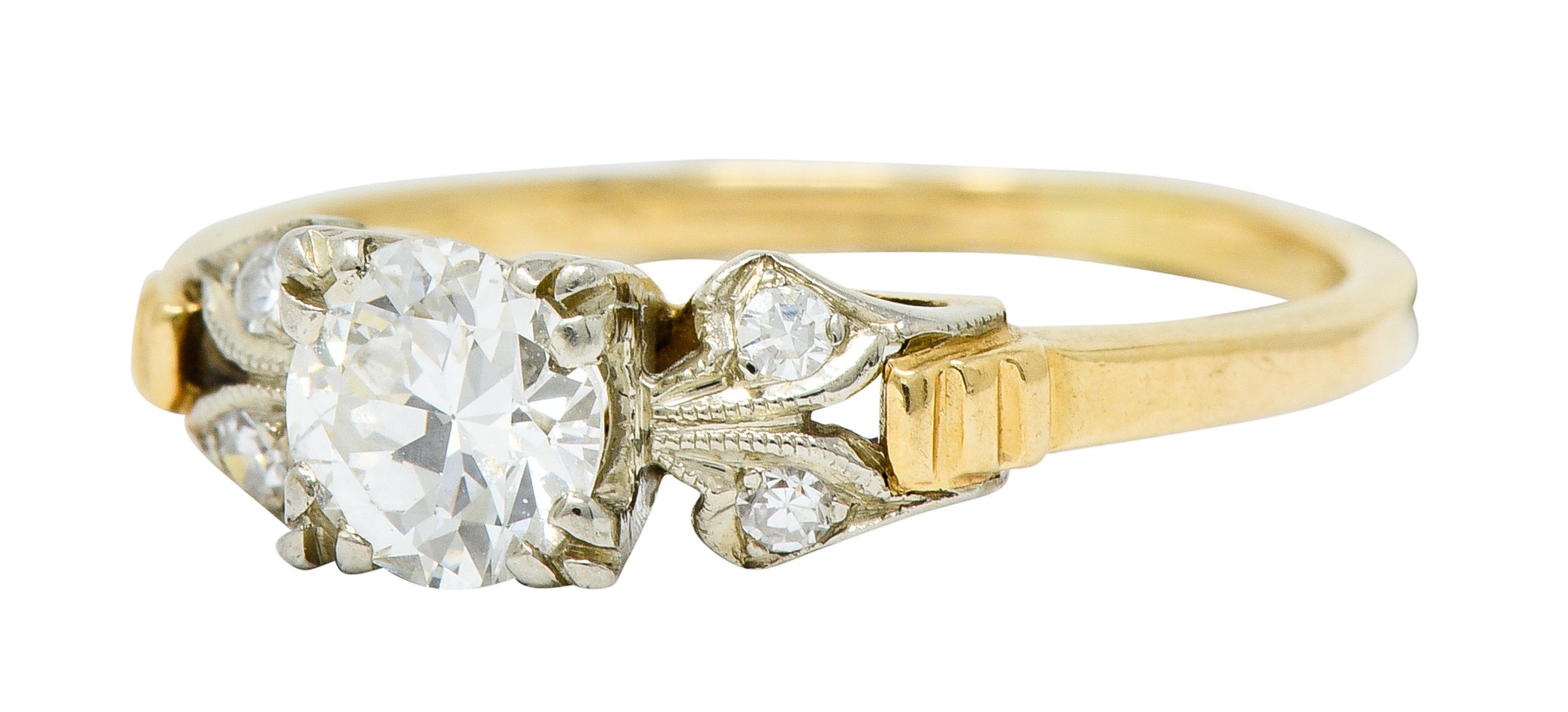 Retro 0.51 CTW Diamond 14 Karat Two-Tone Gold Engagement RingRing - Wilson's Estate Jewelry