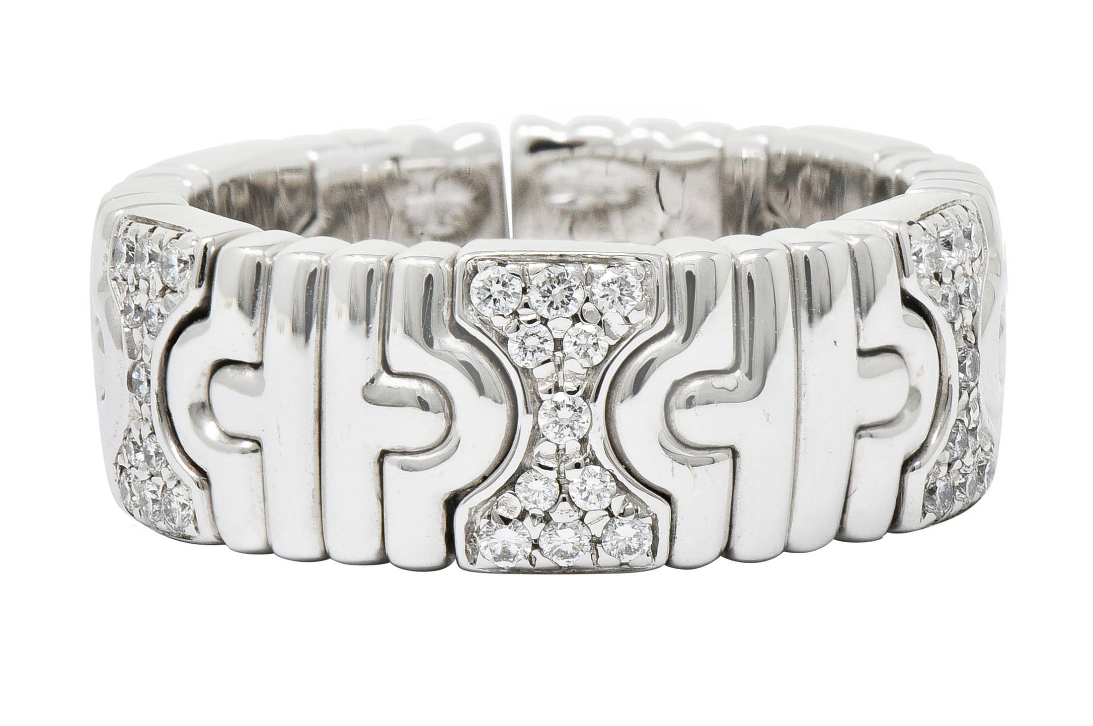 Bulgari Diamond 18 Karat White Gold Parentesi Band Ring Circa 1990Ring - Wilson's Estate Jewelry