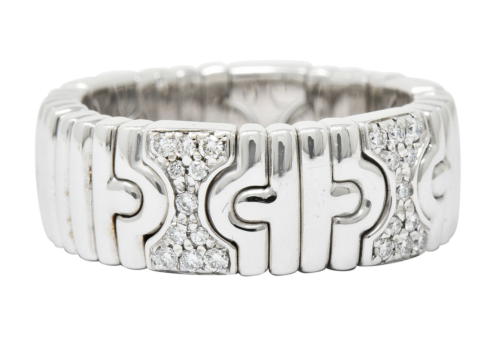 Bulgari Diamond 18 Karat White Gold Parentesi Band Ring Circa 1990Ring - Wilson's Estate Jewelry