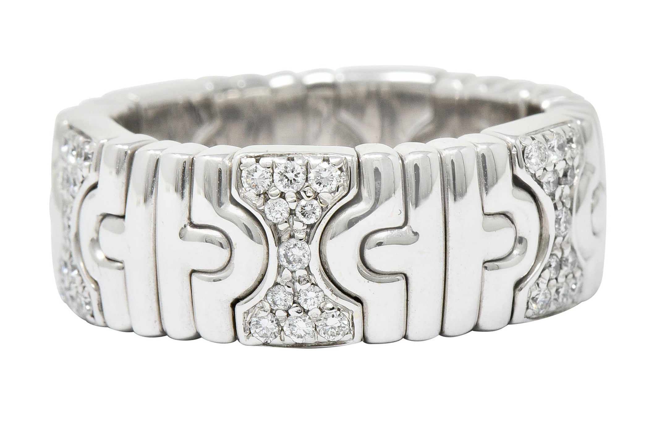 Bulgari Diamond 18 Karat White Gold Parentesi Band Ring Circa 1990Ring - Wilson's Estate Jewelry