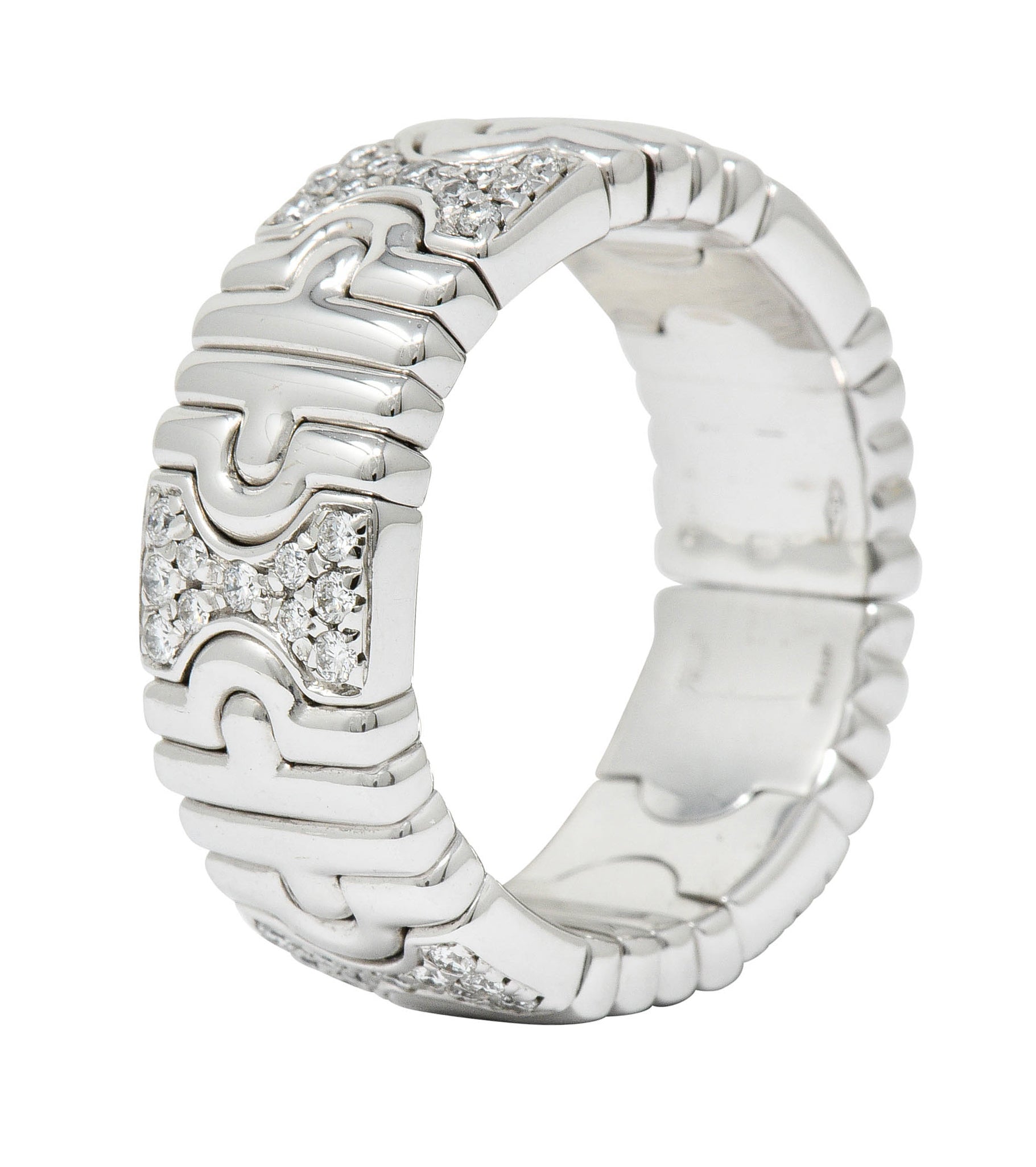 Bulgari Diamond 18 Karat White Gold Parentesi Band Ring Circa 1990Ring - Wilson's Estate Jewelry