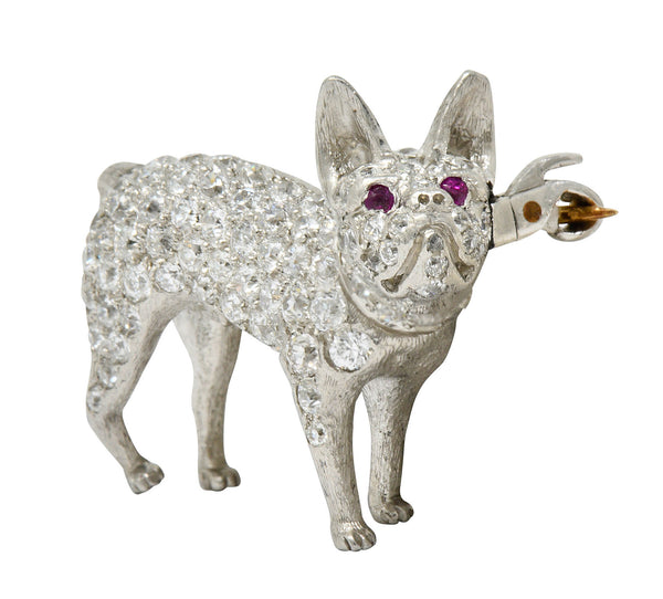 Edwardian Pave Diamond Platinum French Bulldog BroochBrooch - Wilson's Estate Jewelry