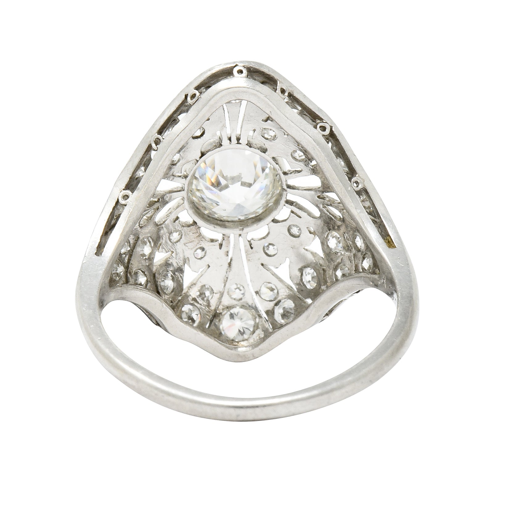 Edwardian 1.70 CTW Diamond Platinum Foliate Dinner Ring - Wilson's Estate Jewelry