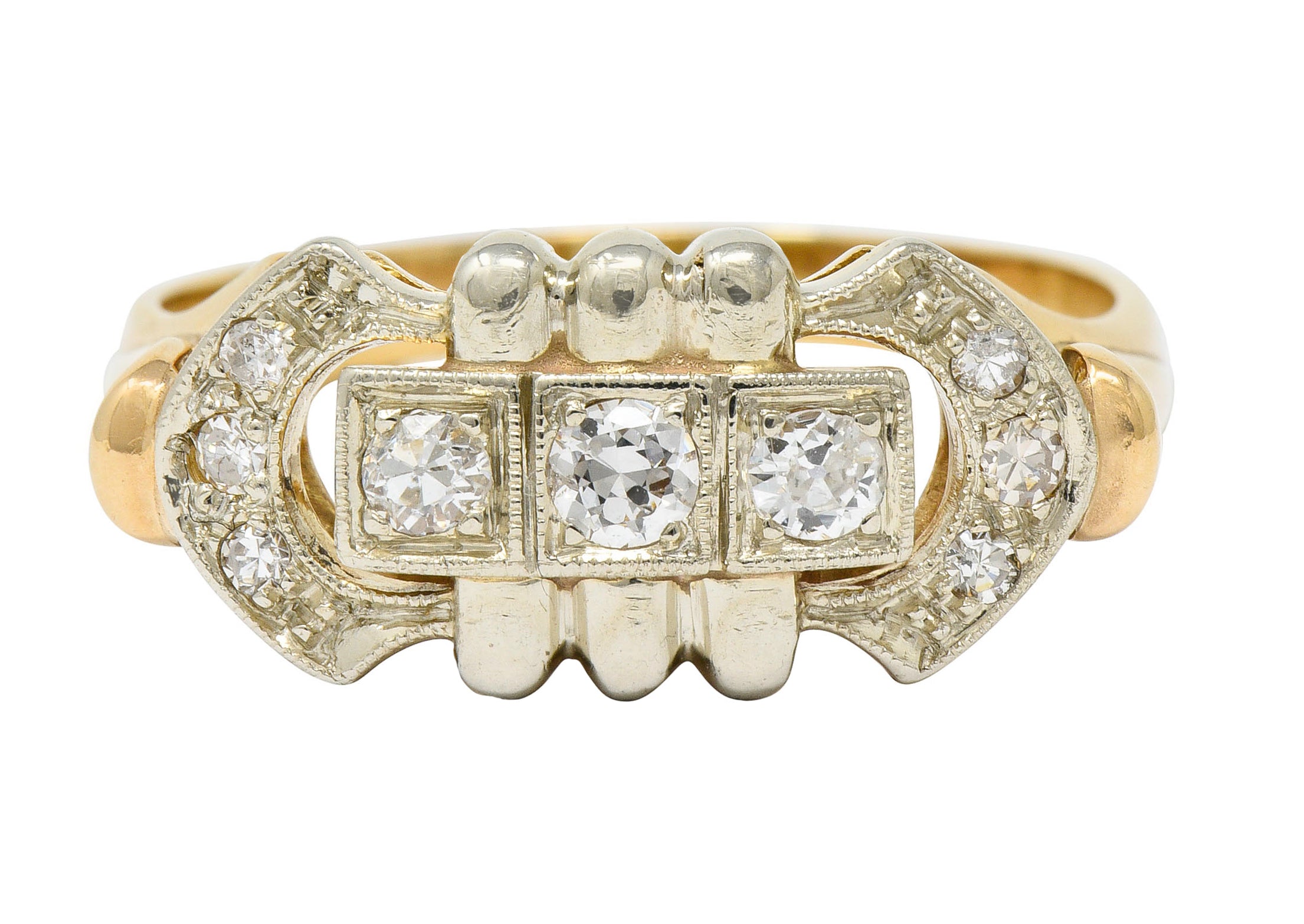 Edwardian Diamond 14 Karat Two-Tone Gold Dinner RingRing - Wilson's Estate Jewelry