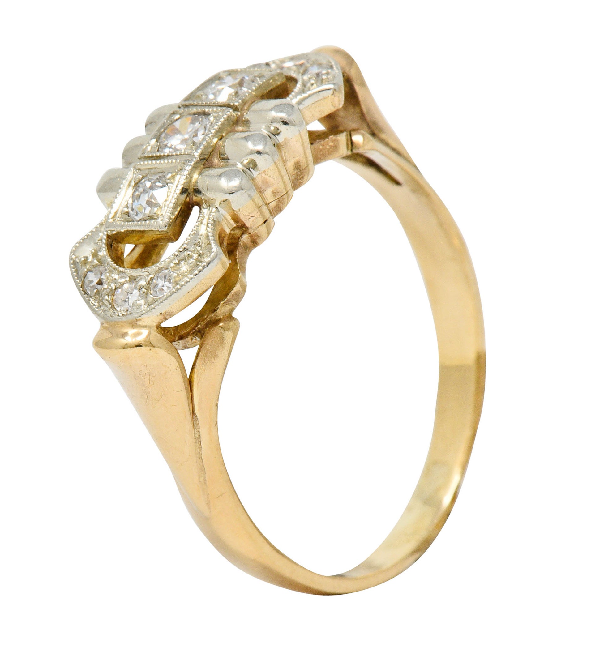 Edwardian Diamond 14 Karat Two-Tone Gold Dinner RingRing - Wilson's Estate Jewelry
