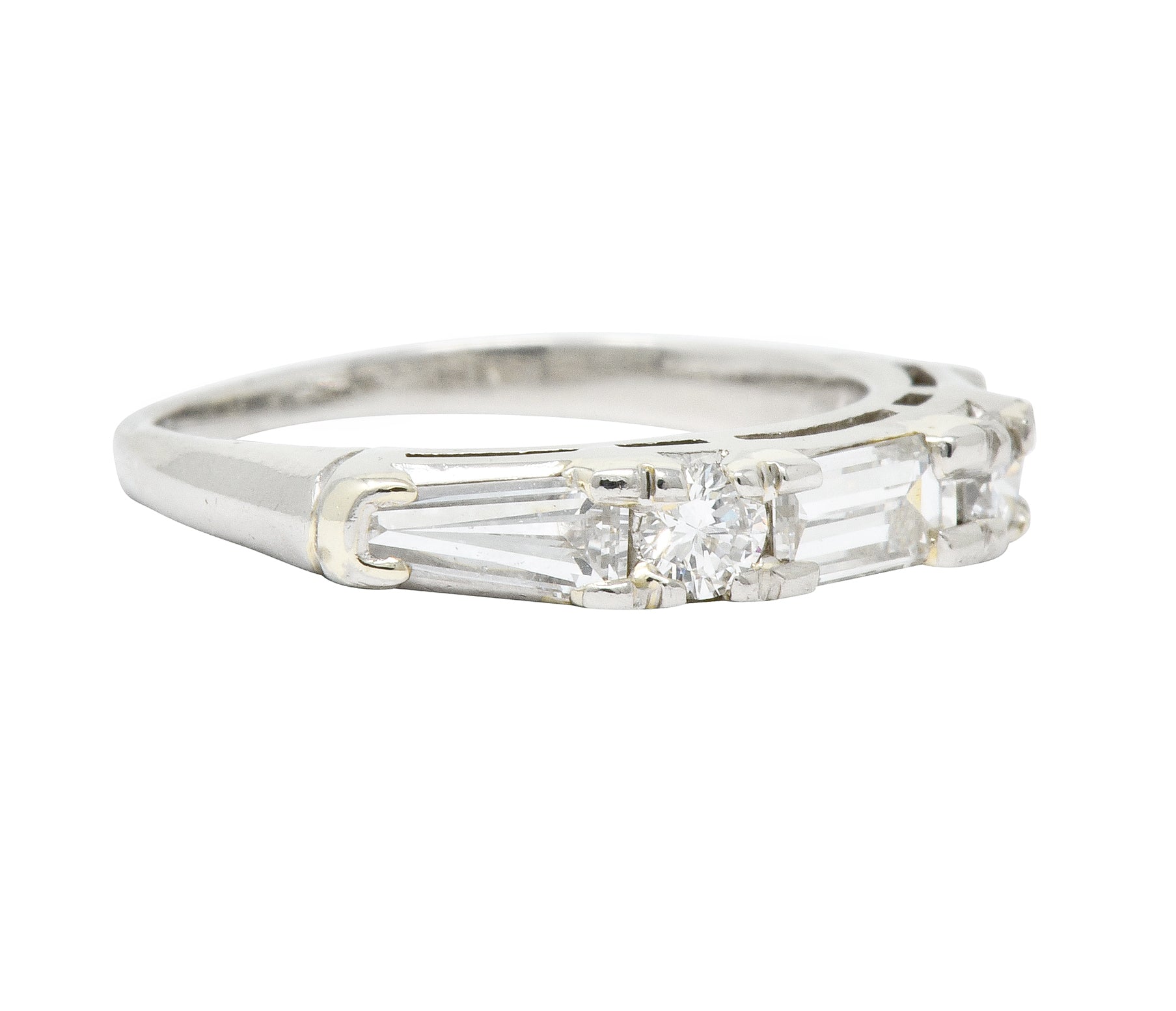 Vintage 0.80 CTW Baguette Diamond Platinum Anniversary Stacking Band Ring - Wilson's Estate Jewelry