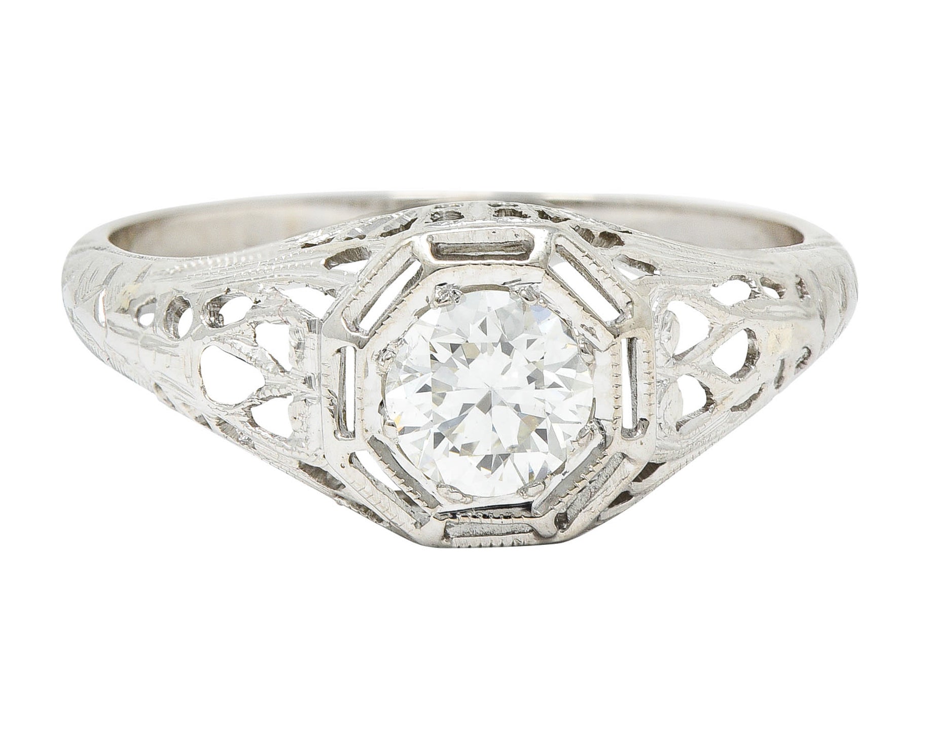 Art Deco 0.61 CTW Diamond 18 Karat White Gold Engagement RingRing - Wilson's Estate Jewelry