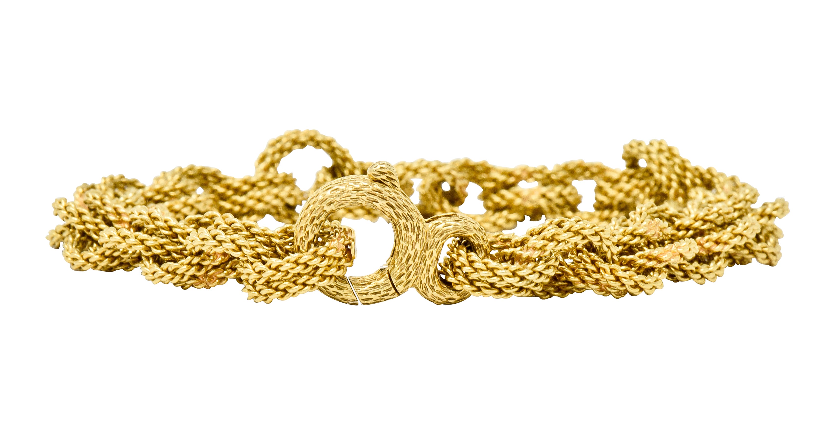 Vintage 18 Karat Yellow Gold Twisted Rope Double Rolo Link Bracelet - Wilson's Estate Jewelry