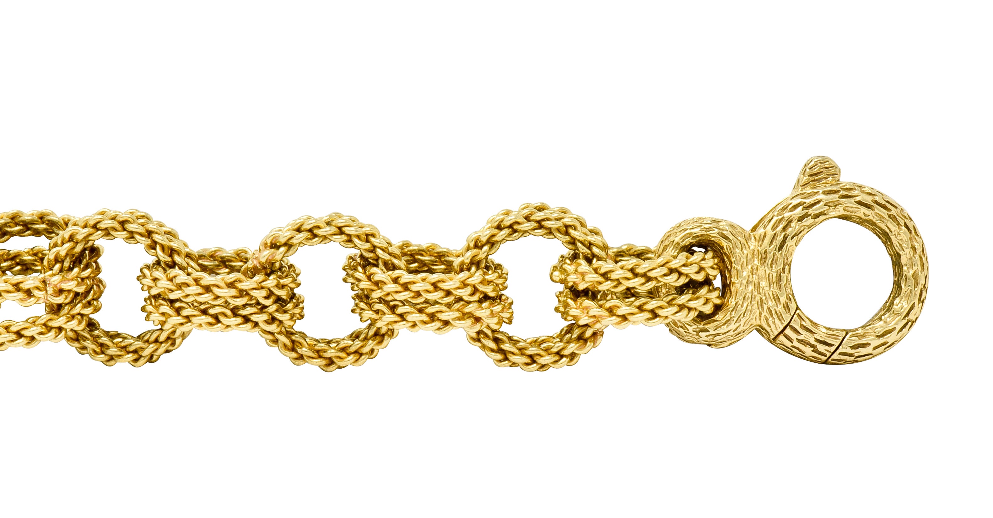 Vintage 18 Karat Yellow Gold Twisted Rope Double Rolo Link Bracelet - Wilson's Estate Jewelry