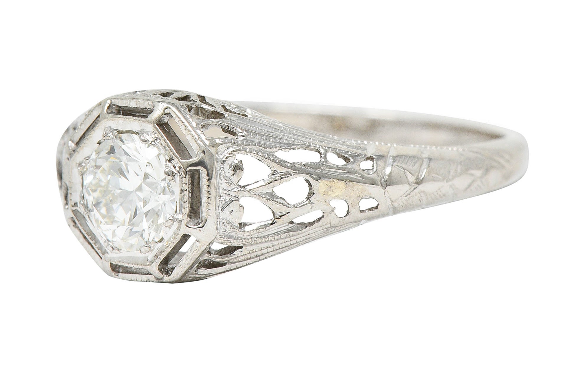 Art Deco 0.61 CTW Diamond 18 Karat White Gold Engagement RingRing - Wilson's Estate Jewelry