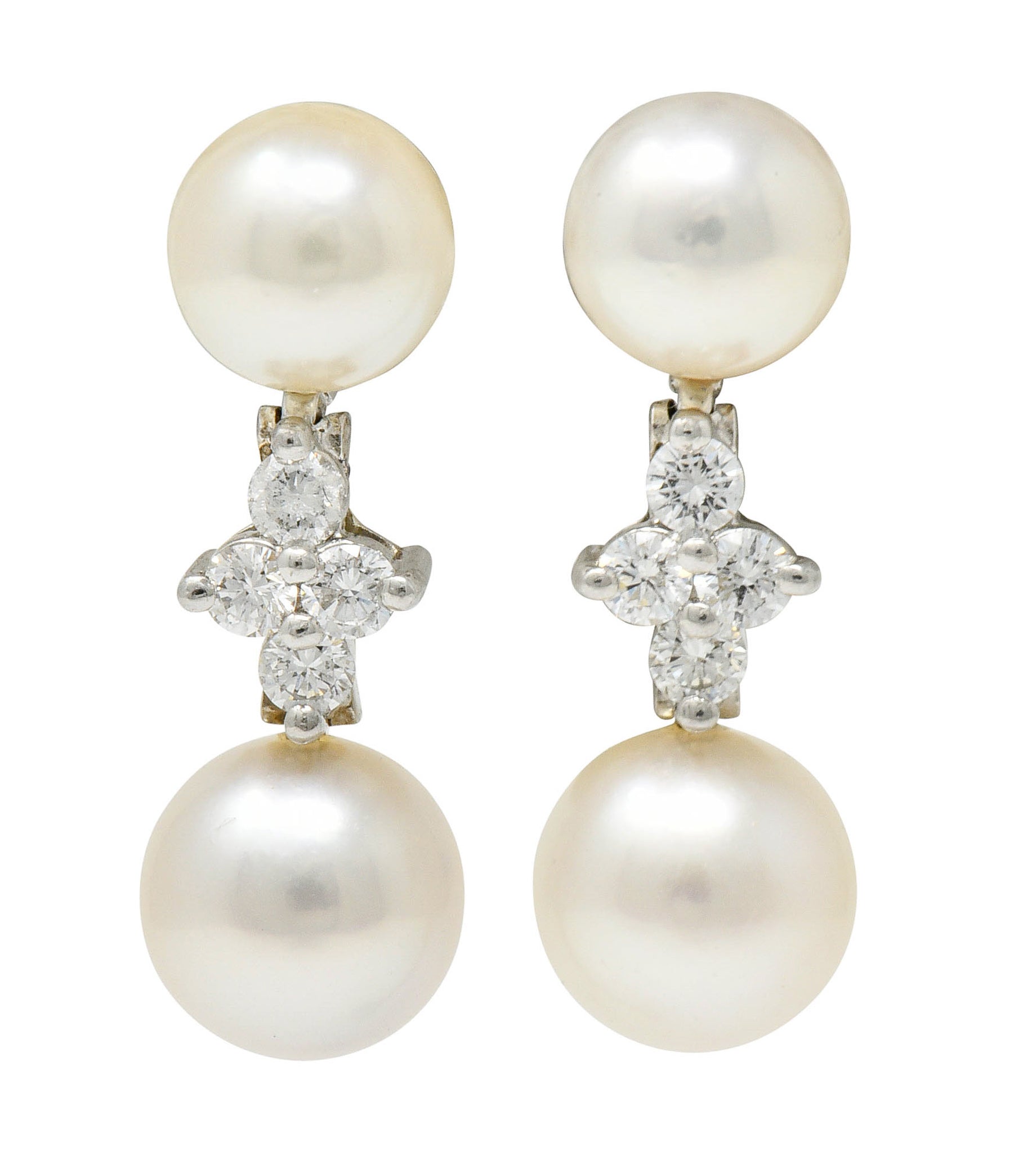 Tiffany & Co. Cultured Pearl Diamond Platinum Tiffany Aria Drop EarringsEarrings - Wilson's Estate Jewelry