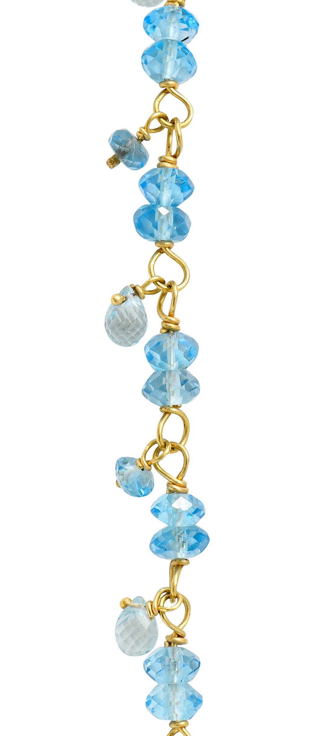 Contemporary Blue Topaz 18 Karat Gold Station Tassel NecklaceNecklace - Wilson's Estate Jewelry