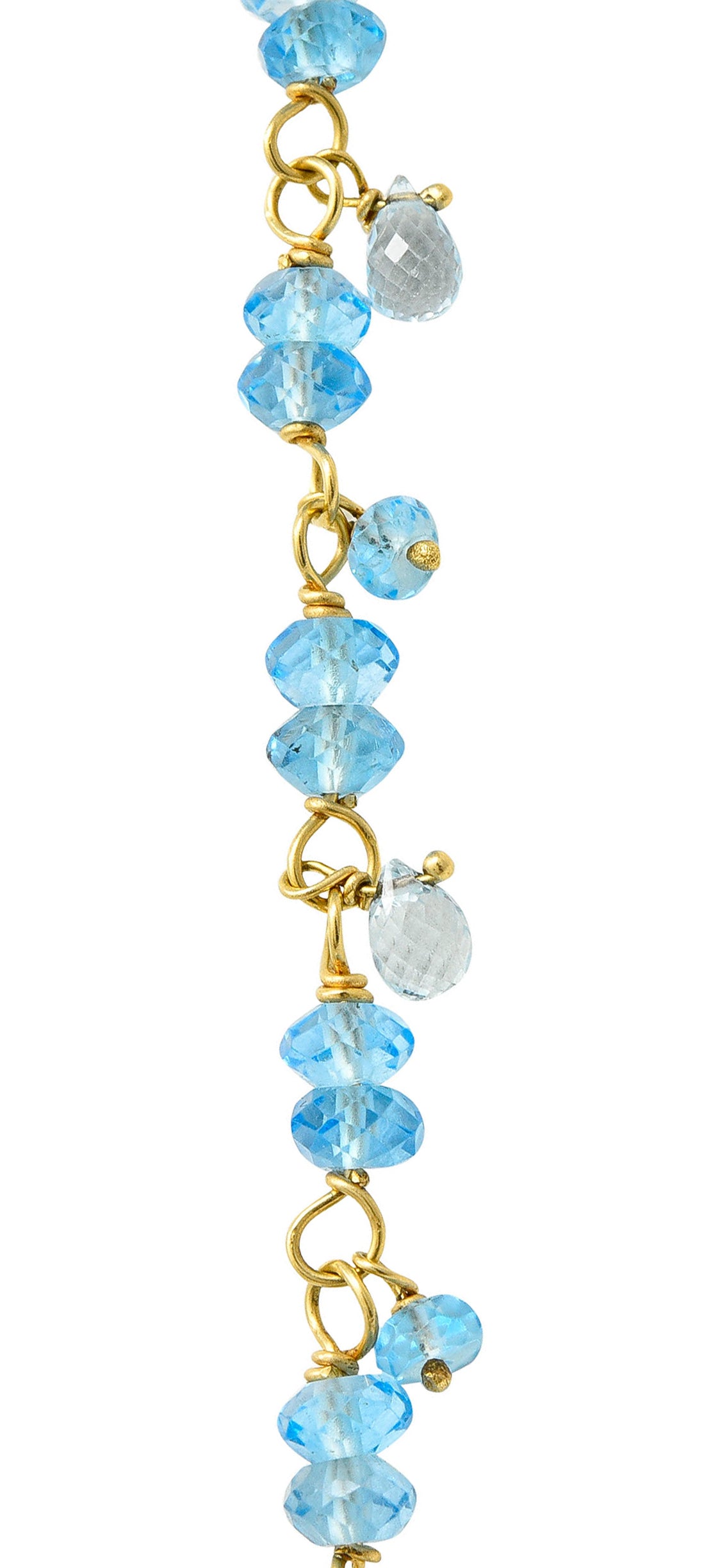 Contemporary Blue Topaz 18 Karat Gold Station Tassel NecklaceNecklace - Wilson's Estate Jewelry