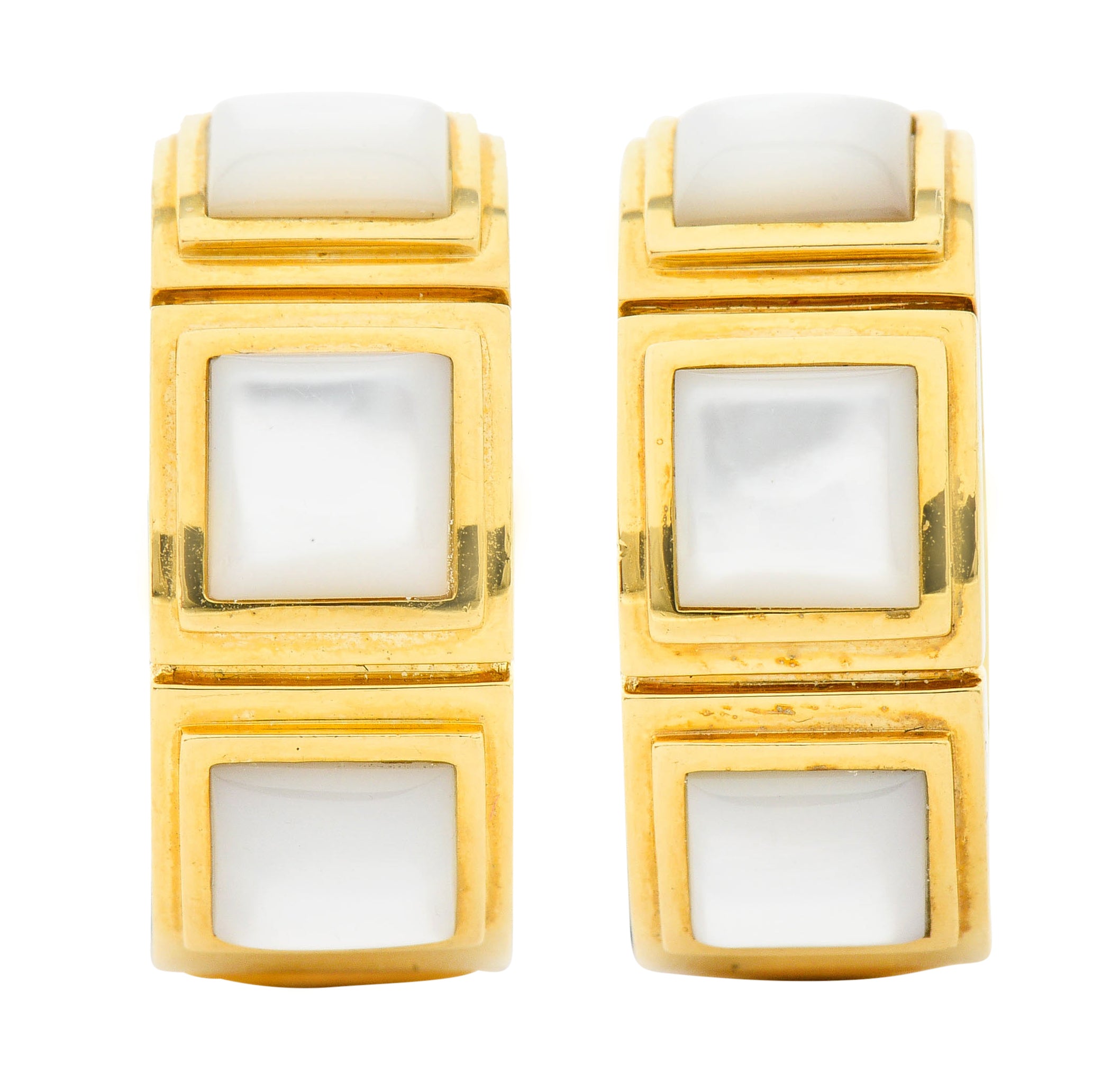 Mauboussin Paris Mother-Of-Pearl 18 Karat Gold 20 MM Huggie EarringsEarrings - Wilson's Estate Jewelry