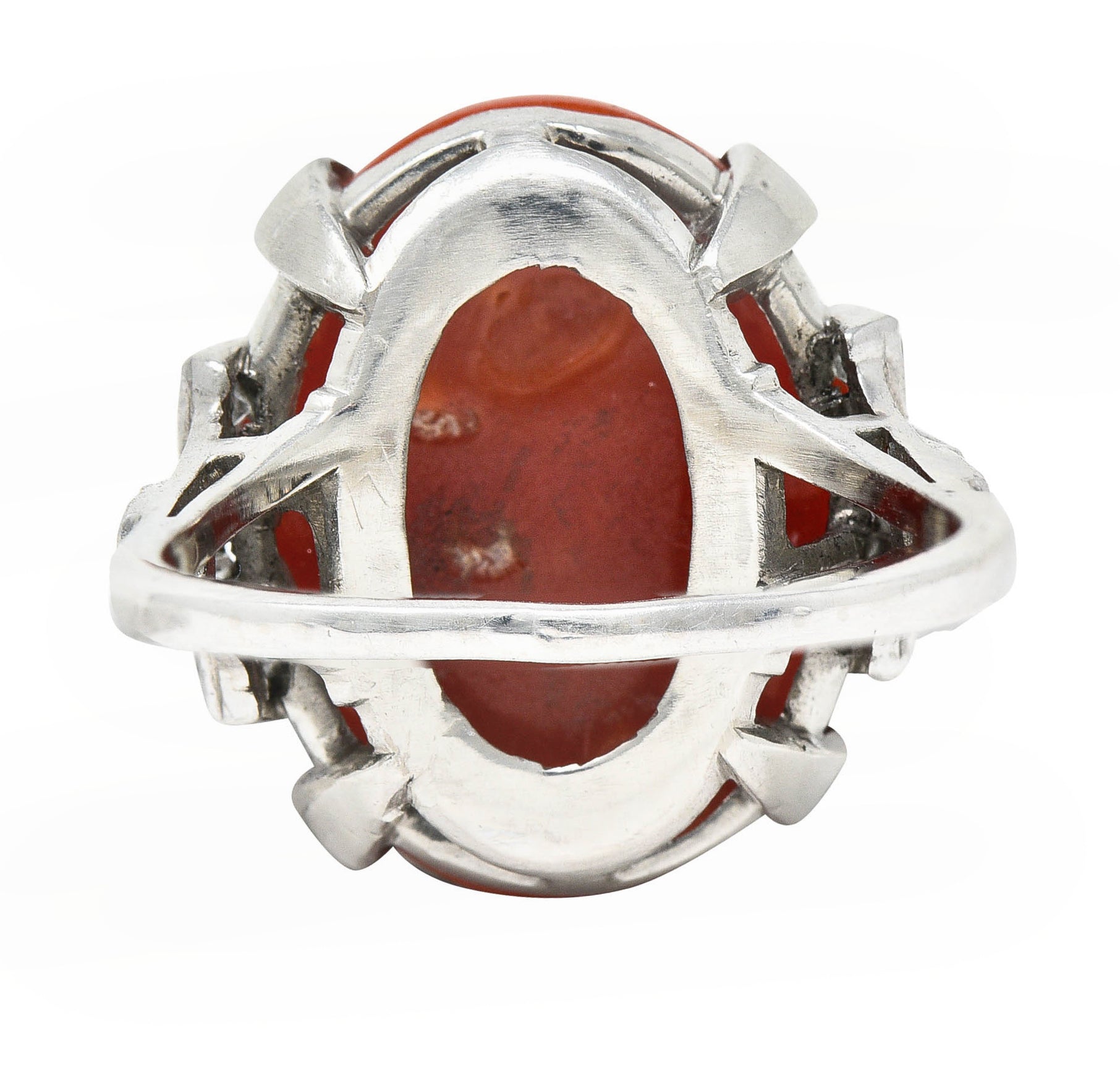 Art Deco Tiffany & Co. Coral Diamond Platinum Cabochon RingRing - Wilson's Estate Jewelry
