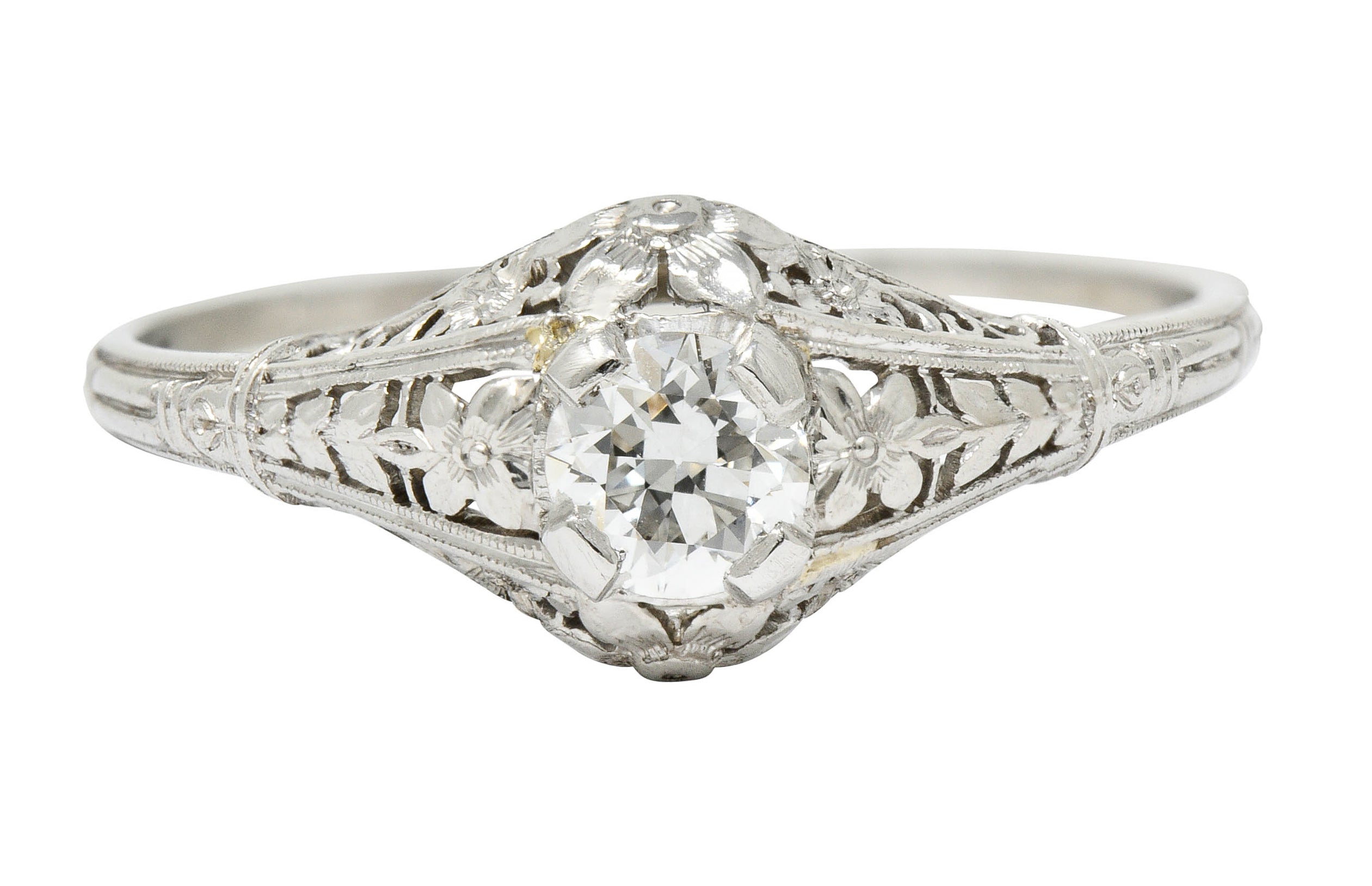 Early Art Deco 0.47 CTW Diamond Platinum Orange Blossom Engagement RingRing - Wilson's Estate Jewelry