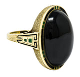 Art Deco Onyx Enamel 14 Karat Gold Cabochon Statement RingRing - Wilson's Estate Jewelry