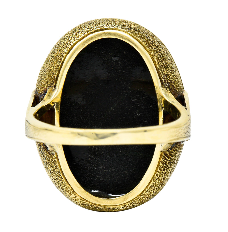 Art Deco Onyx Enamel 14 Karat Gold Cabochon Statement RingRing - Wilson's Estate Jewelry