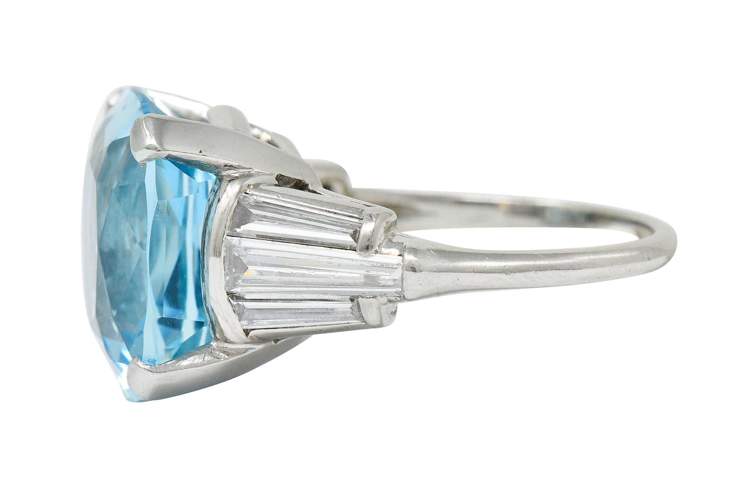 1950's Mid-Century 14.75 CTW Aquamarine Diamond Platinum Statement RingRing - Wilson's Estate Jewelry