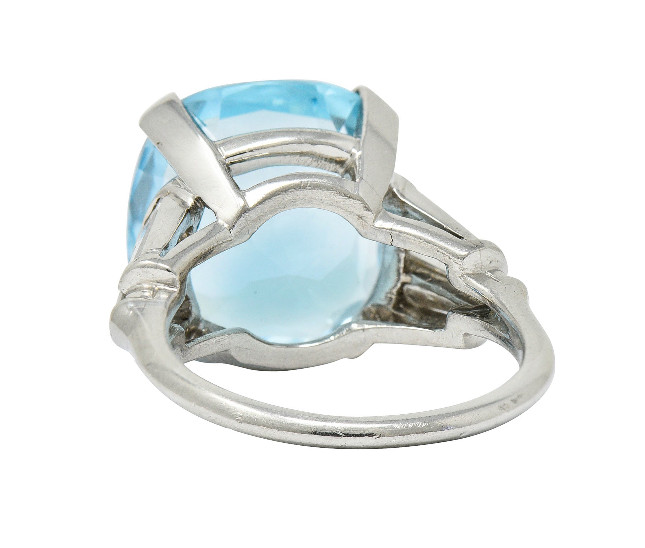 1950's Mid-Century 14.75 CTW Aquamarine Diamond Platinum Statement RingRing - Wilson's Estate Jewelry