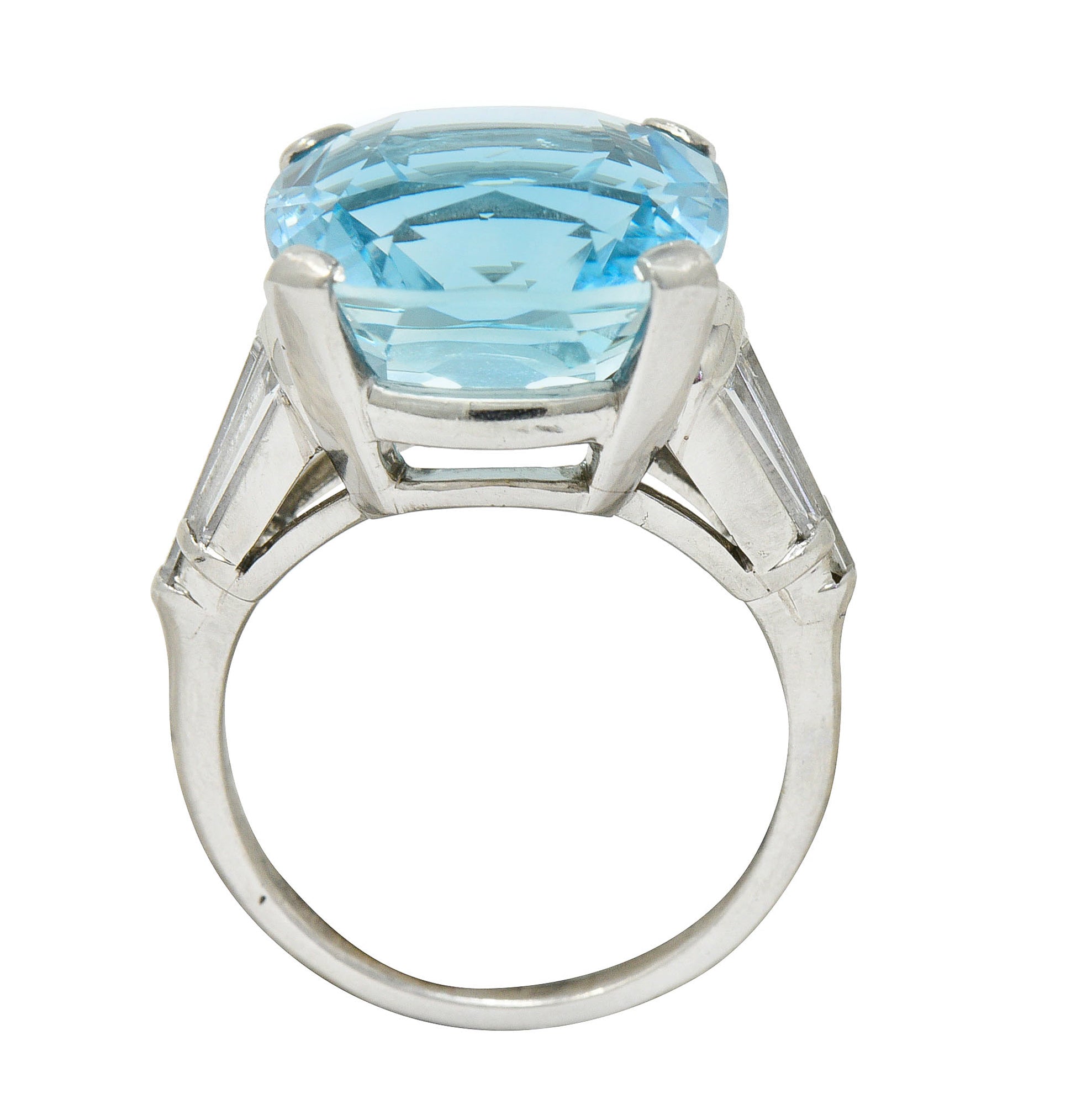 1950's Mid-Century 14.75 CTW Aquamarine Diamond Platinum Statement RingRing - Wilson's Estate Jewelry