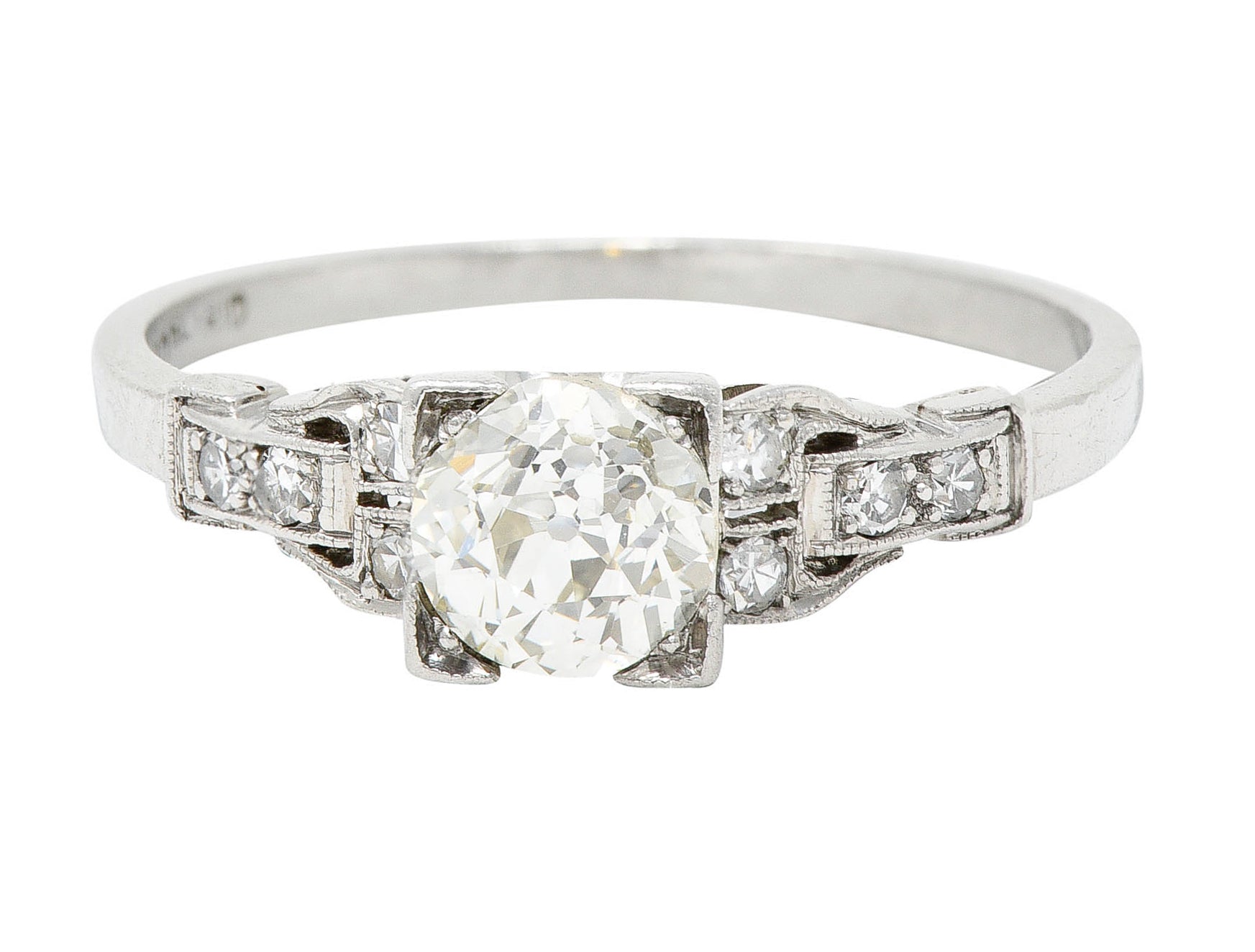 1930's Art Deco 1.00 CTW Diamond Platinum Buckle Engagement RingRing - Wilson's Estate Jewelry