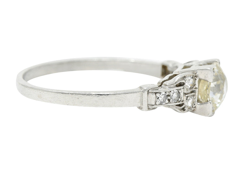 1930's Art Deco 1.00 CTW Diamond Platinum Buckle Engagement RingRing - Wilson's Estate Jewelry
