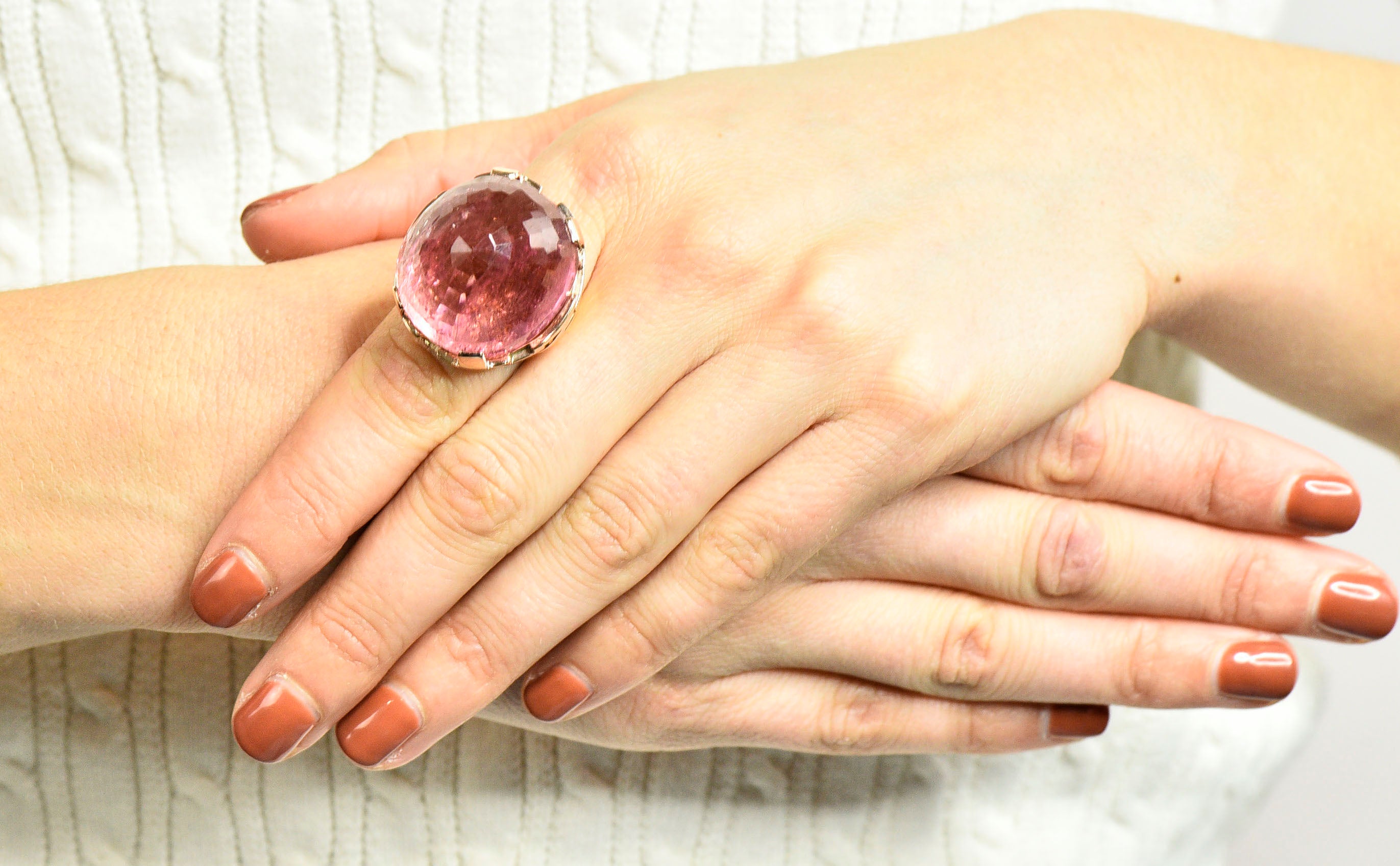 Large SeidenGang Pink Tourmaline 14 Karat Gold Cocktail RingRing - Wilson's Estate Jewelry