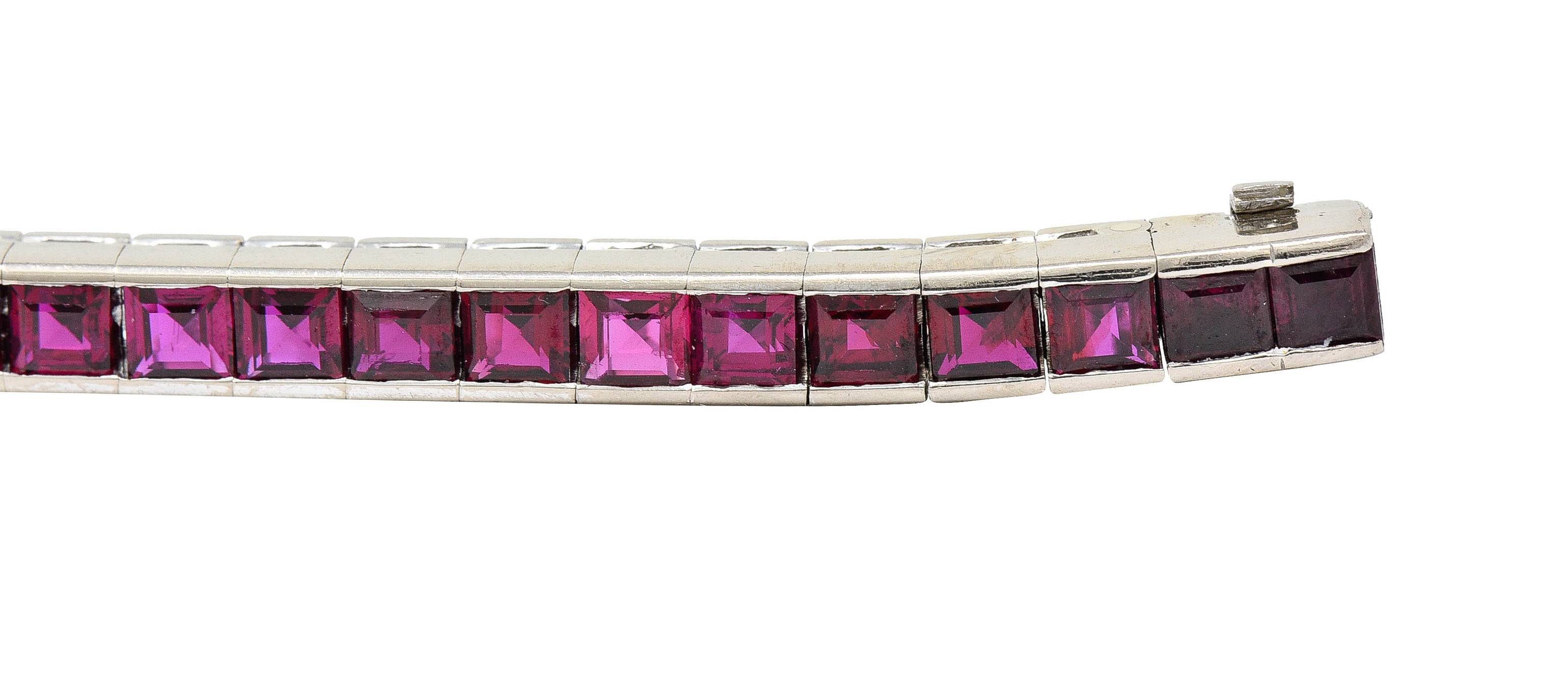 Retro 13.25 CTW Ruby Platinum Line Bracelet Circa 1940sbracelet - Wilson's Estate Jewelry