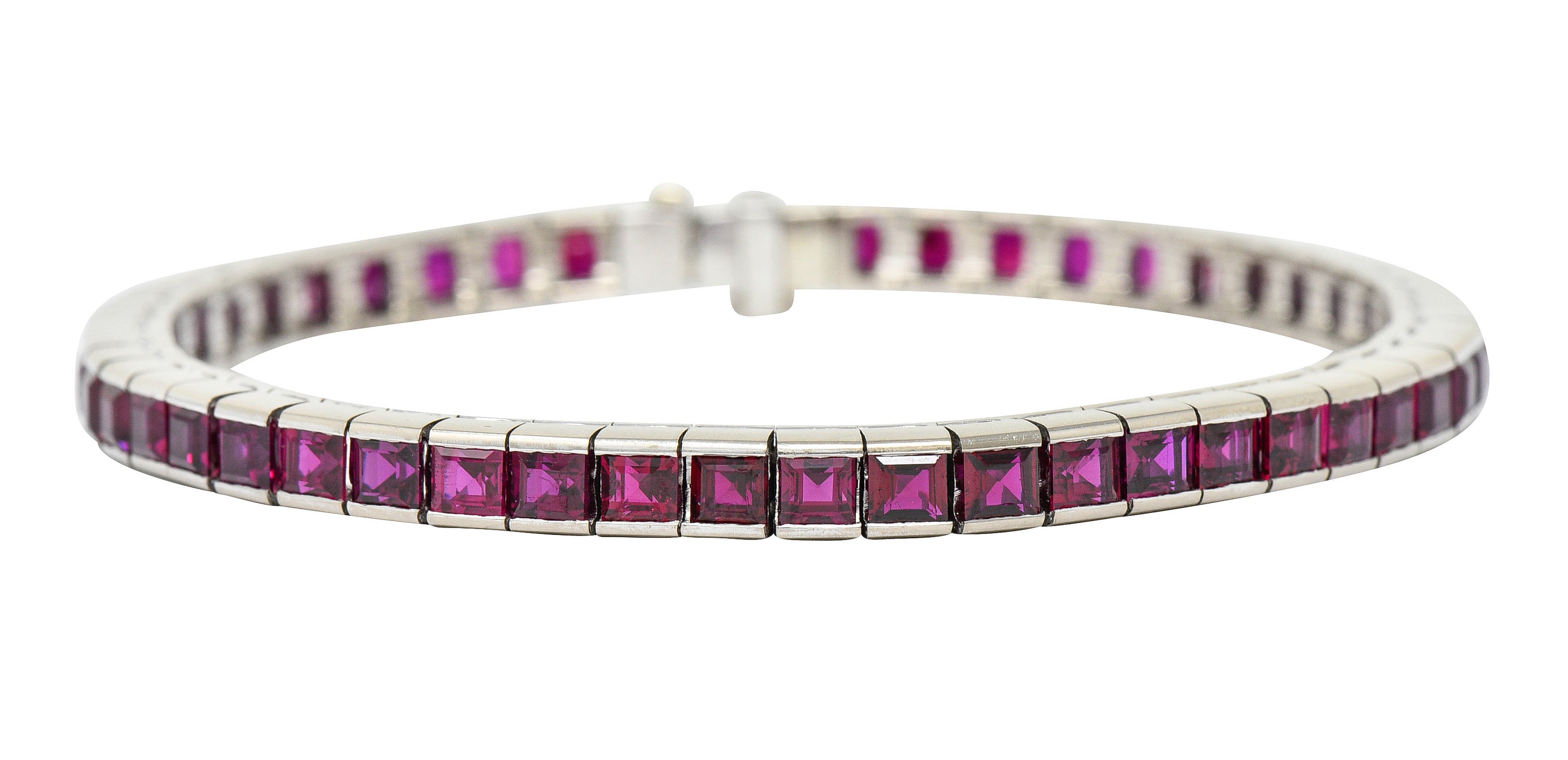 Retro 13.25 CTW Ruby Platinum Line Bracelet Circa 1940sbracelet - Wilson's Estate Jewelry