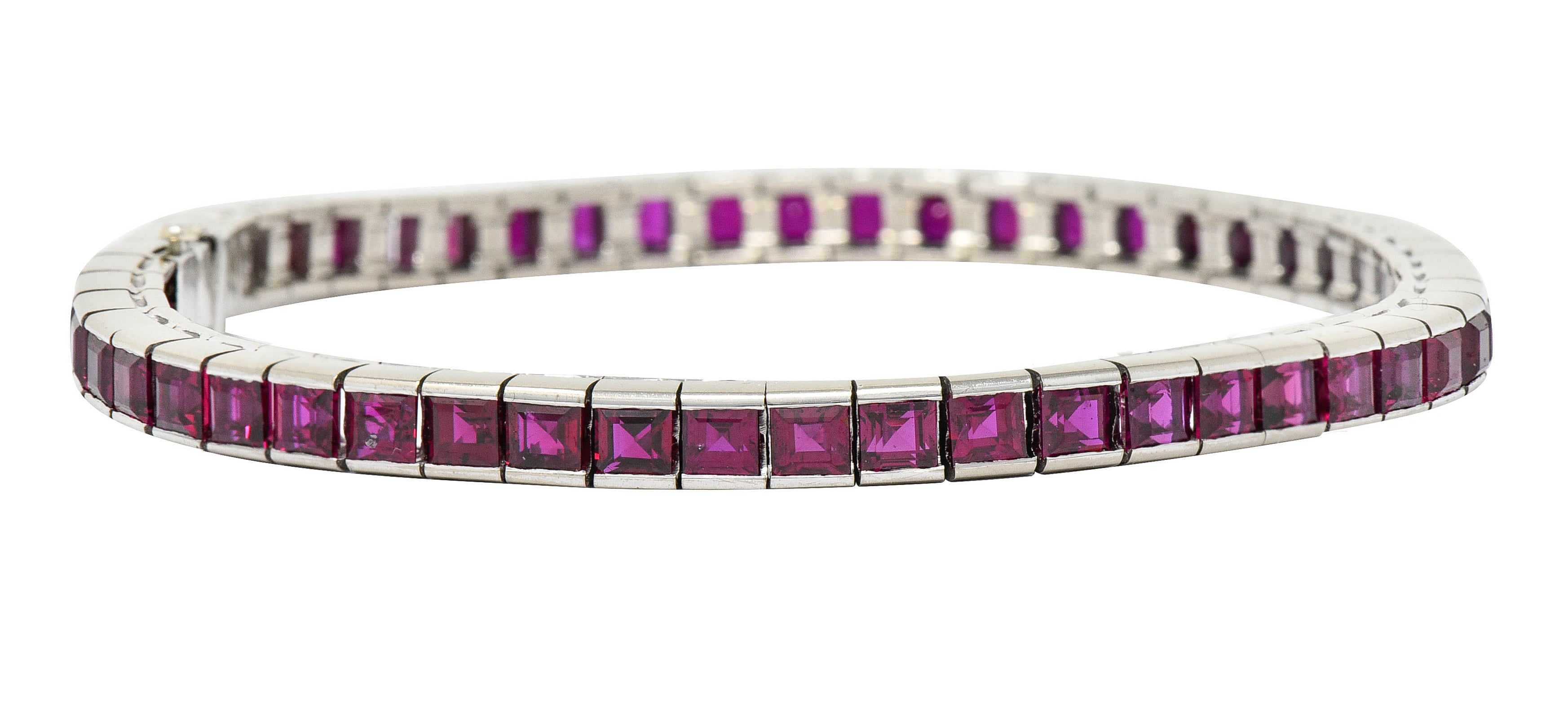 Retro 13.25 CTW Ruby Platinum Line Bracelet Circa 1940sbracelet - Wilson's Estate Jewelry