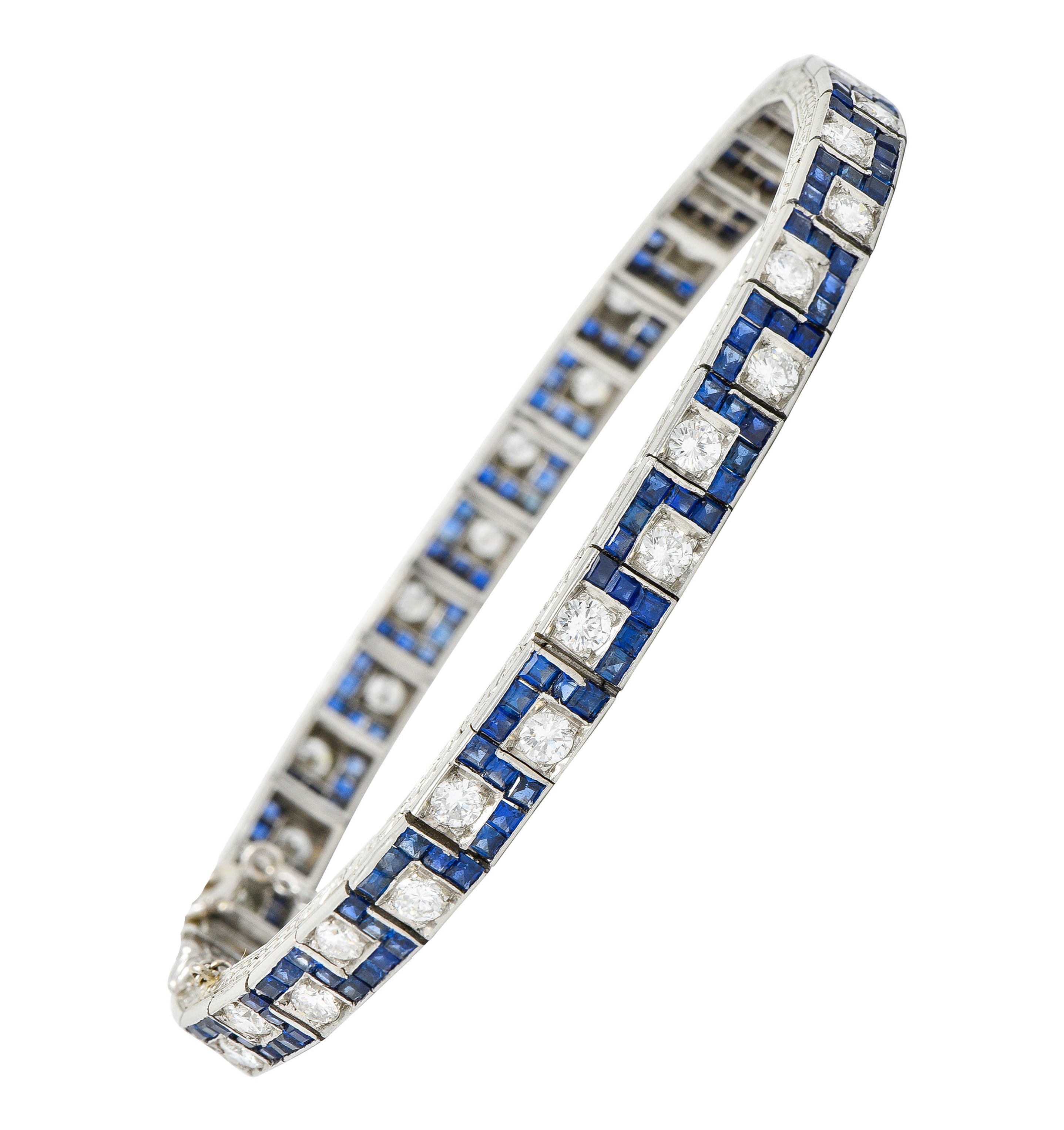 Oscar Heyman 8.45 CTW Sapphire Diamond Platinum Line Bracelet Circa 1950bracelet - Wilson's Estate Jewelry