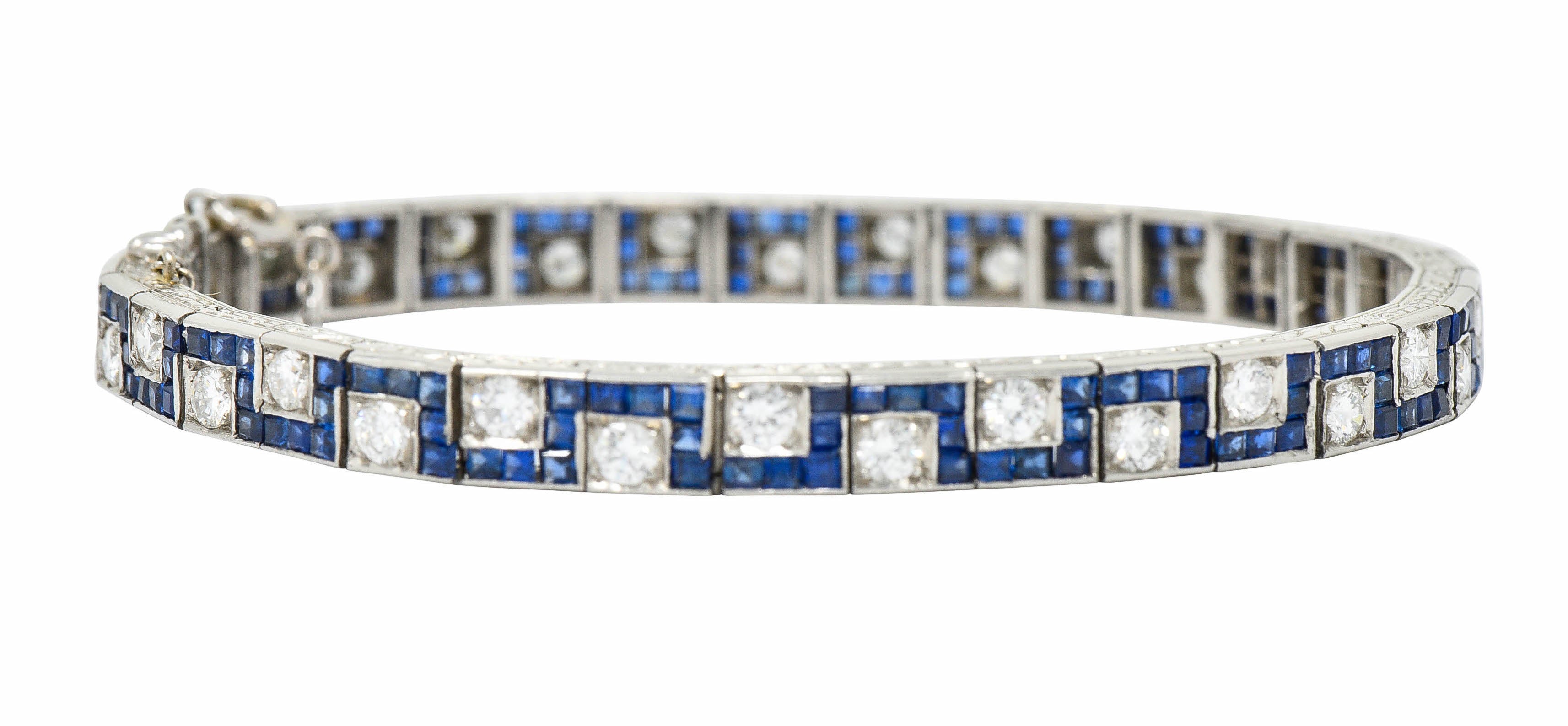 Oscar Heyman 8.45 CTW Sapphire Diamond Platinum Line Bracelet Circa 1950bracelet - Wilson's Estate Jewelry