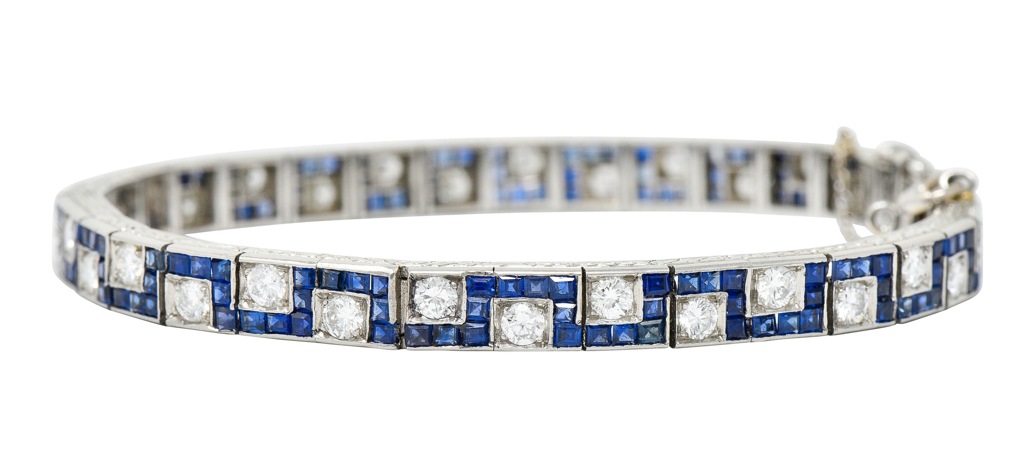 Oscar Heyman 8.45 CTW Sapphire Diamond Platinum Line Bracelet Circa 1950bracelet - Wilson's Estate Jewelry