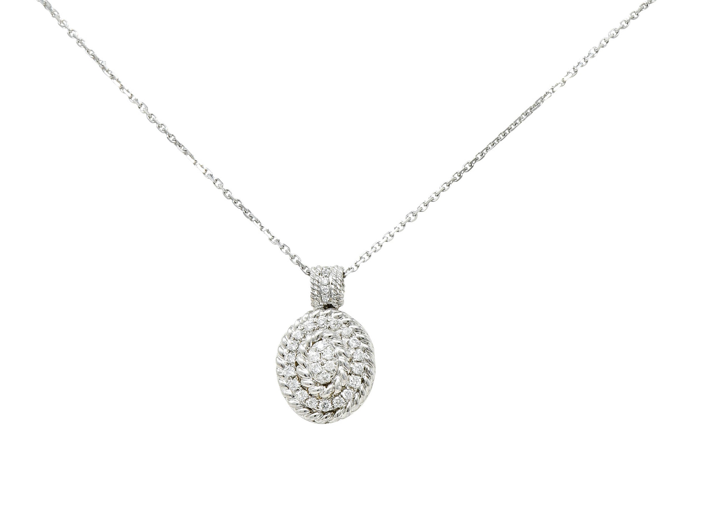 Contemporary Diamond 18 Karat White Gold Twisted Rope Pendant NecklaceNecklace - Wilson's Estate Jewelry