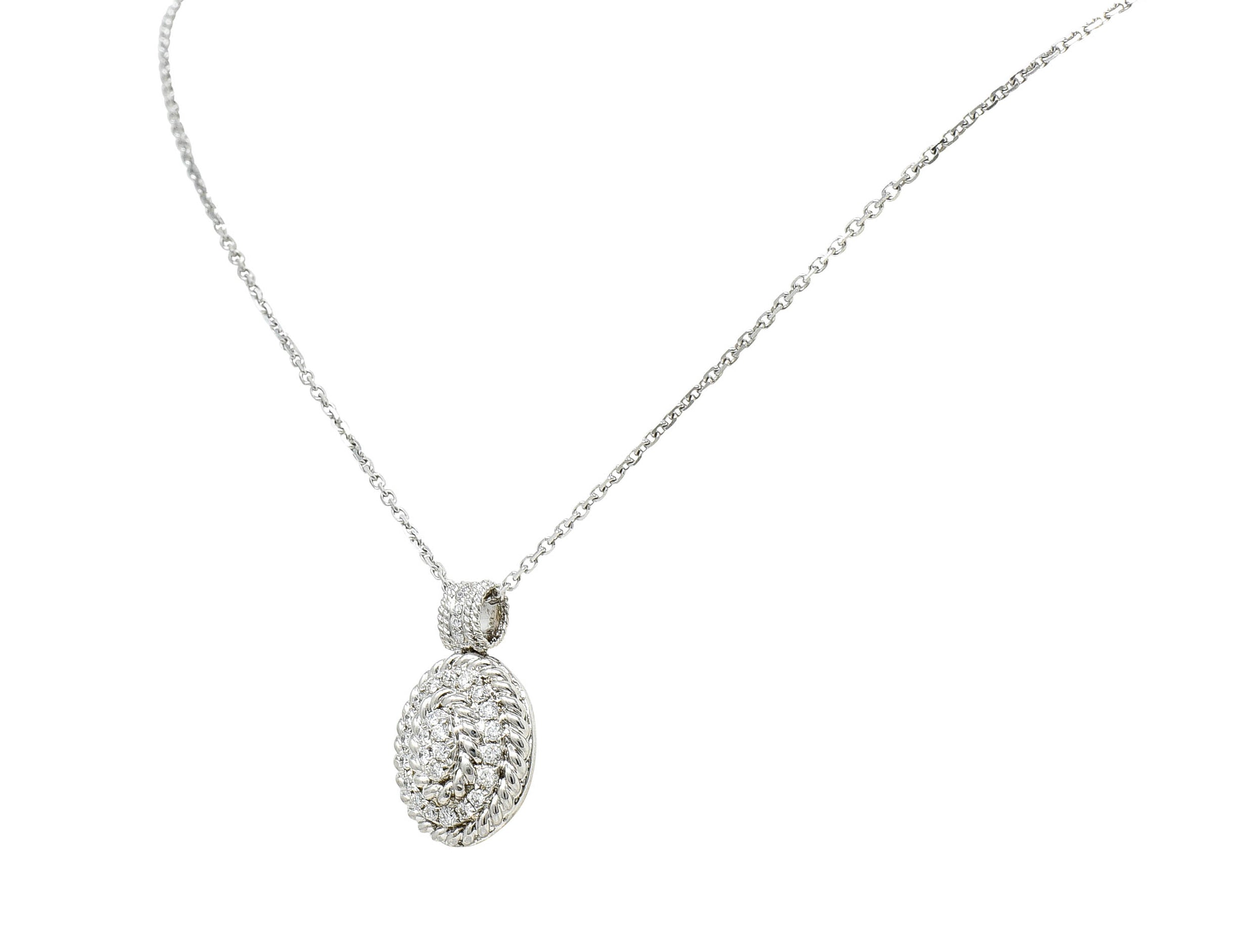 Contemporary Diamond 18 Karat White Gold Twisted Rope Pendant NecklaceNecklace - Wilson's Estate Jewelry