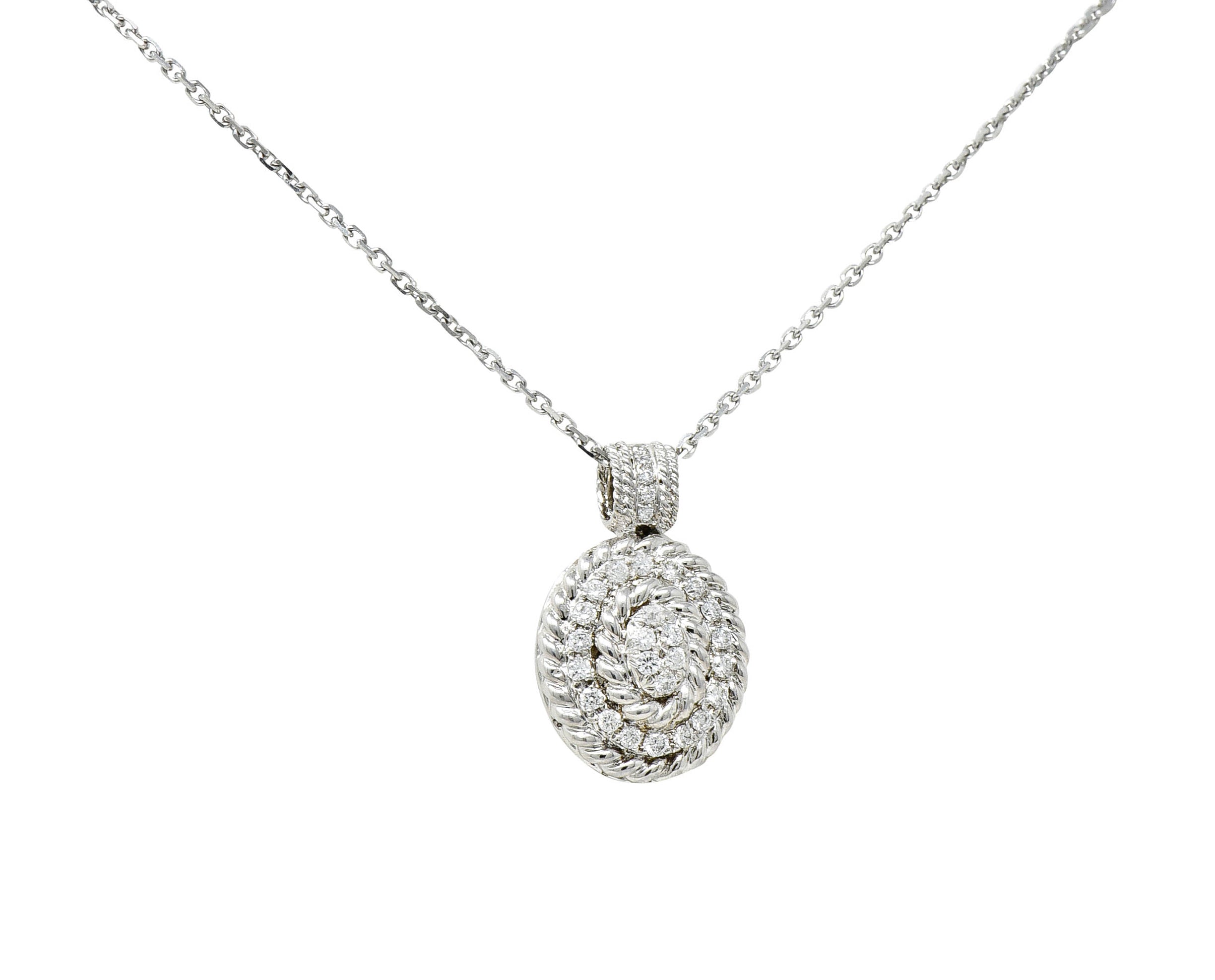 Contemporary Diamond 18 Karat White Gold Twisted Rope Pendant NecklaceNecklace - Wilson's Estate Jewelry