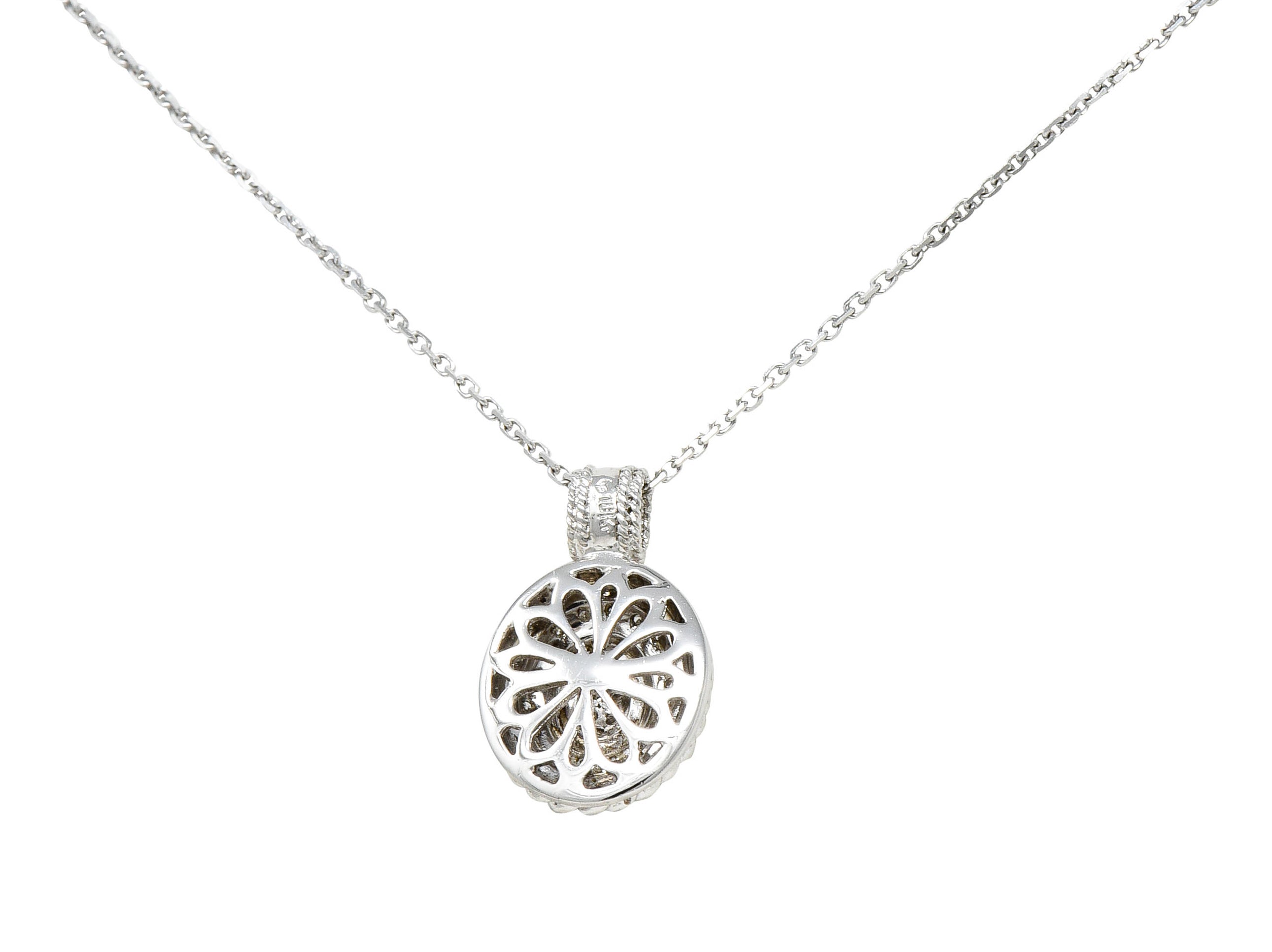 Contemporary Diamond 18 Karat White Gold Twisted Rope Pendant NecklaceNecklace - Wilson's Estate Jewelry