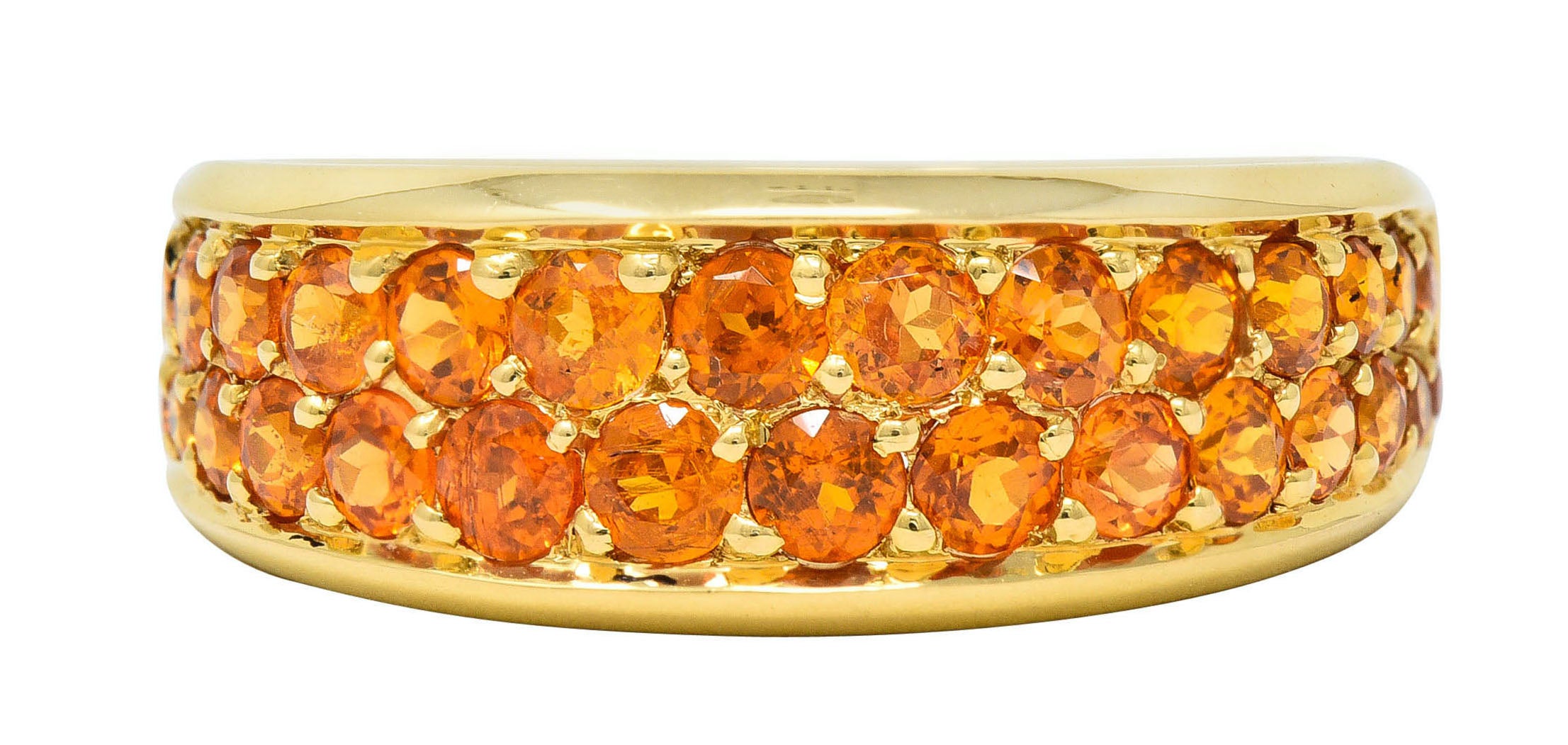 Mauboussin Paris 1.95 CTW Orange Sapphire 18 Karat Gold Pave Band RingRing - Wilson's Estate Jewelry