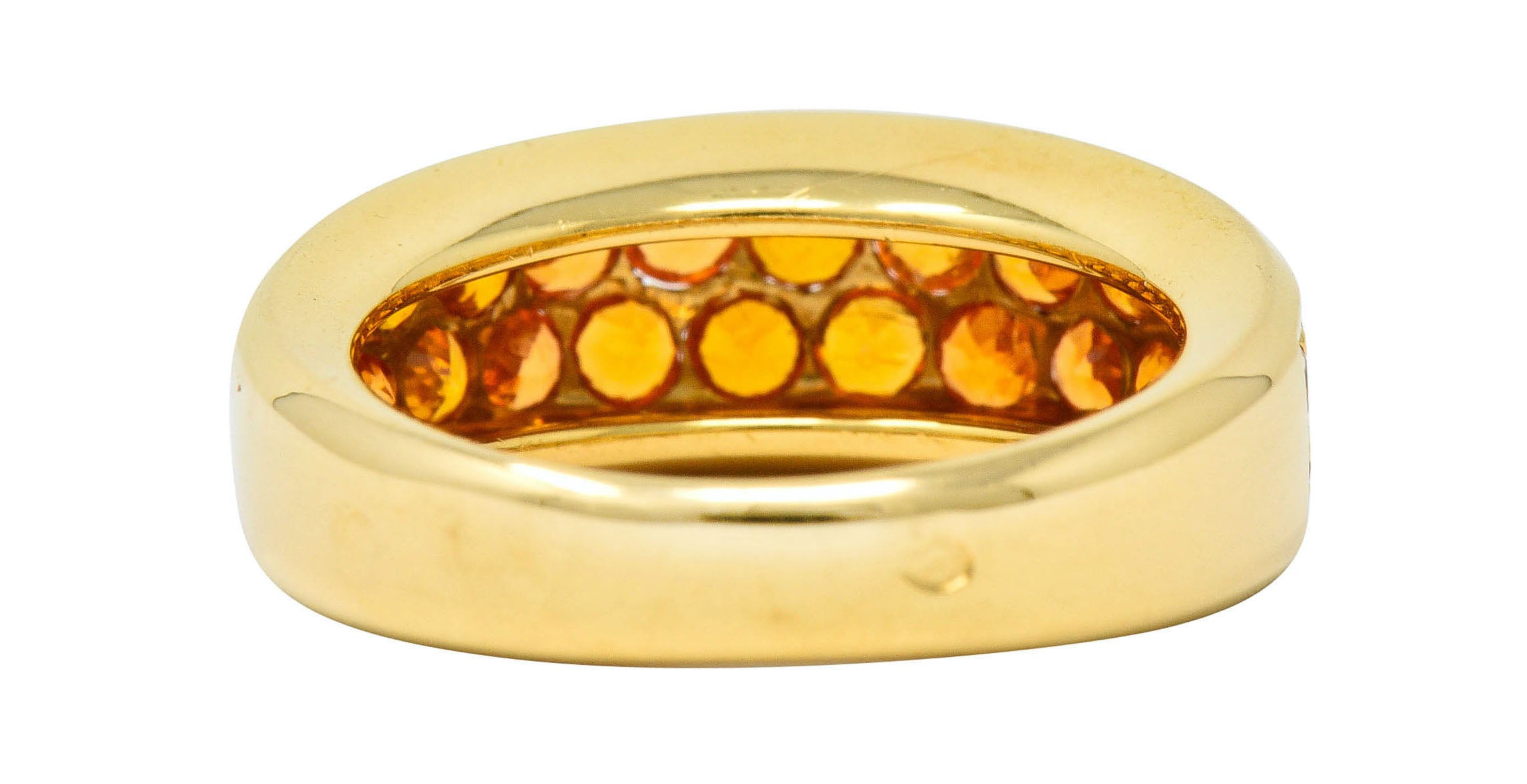 Mauboussin Paris 1.95 CTW Orange Sapphire 18 Karat Gold Pave Band RingRing - Wilson's Estate Jewelry