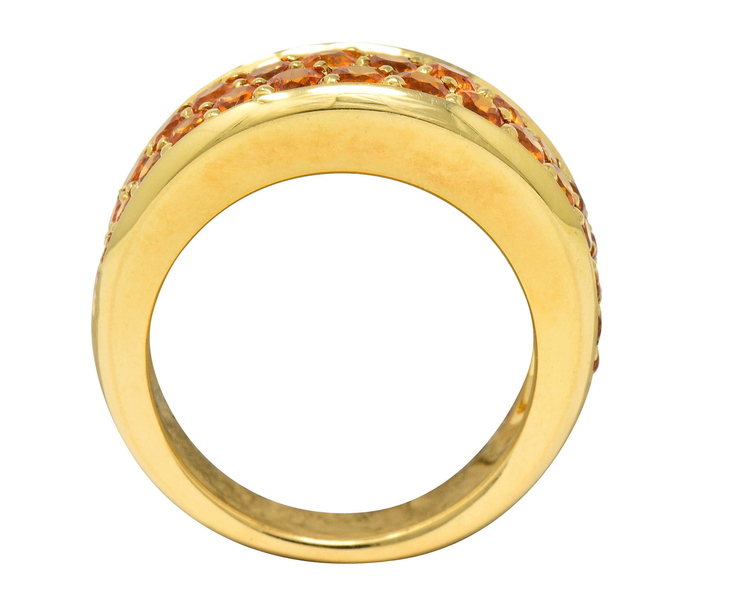 Mauboussin Paris 1.95 CTW Orange Sapphire 18 Karat Gold Pave Band RingRing - Wilson's Estate Jewelry