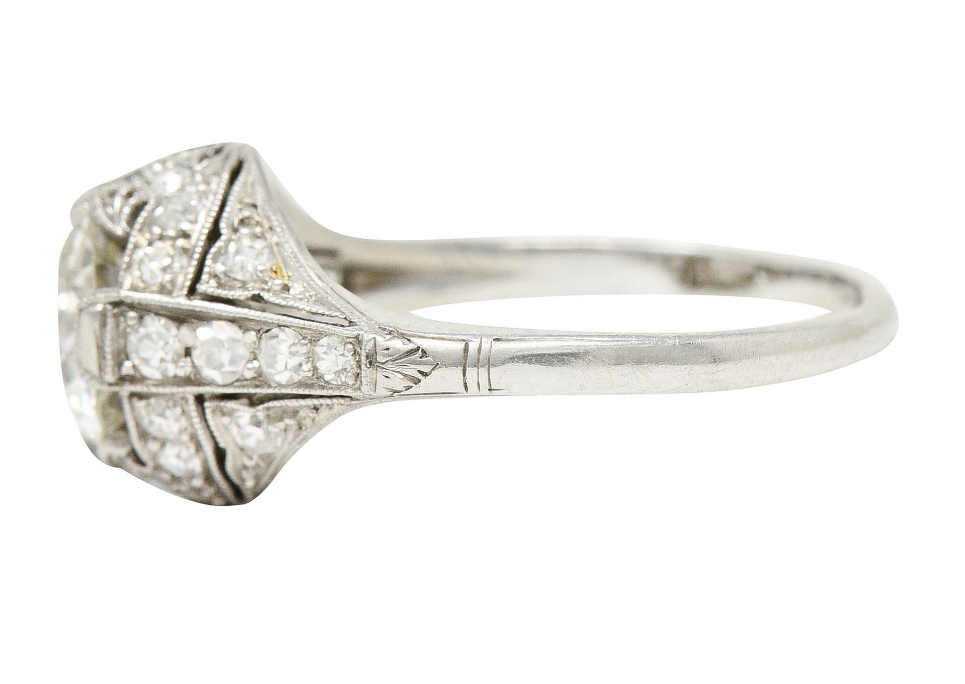 Edwardian 1.75 CTW Diamond Platinum Floral Engagement RingRing - Wilson's Estate Jewelry