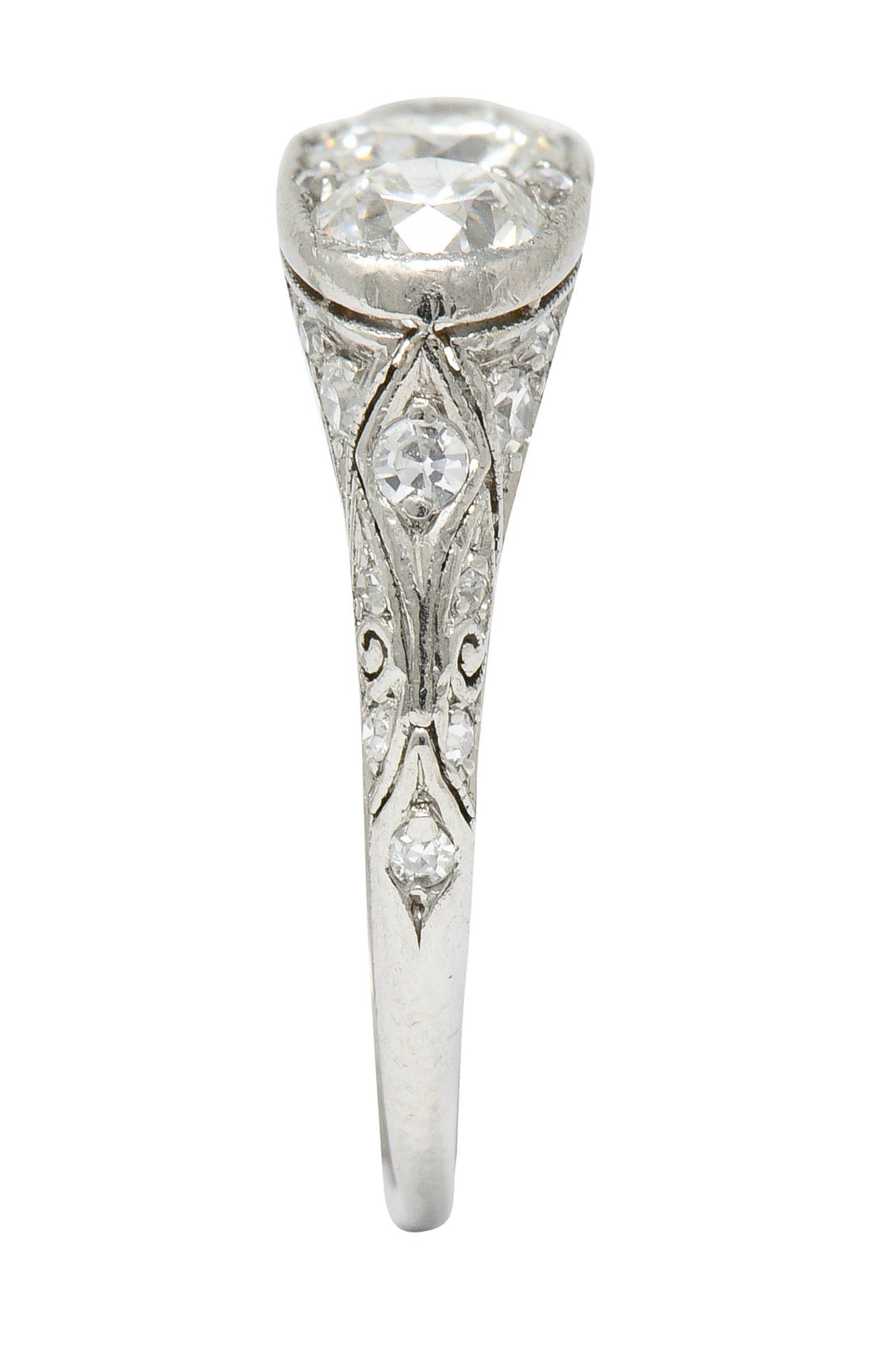 Art Deco 1.90 CTW Diamond Platinum Three Stone Dinner RingRing - Wilson's Estate Jewelry