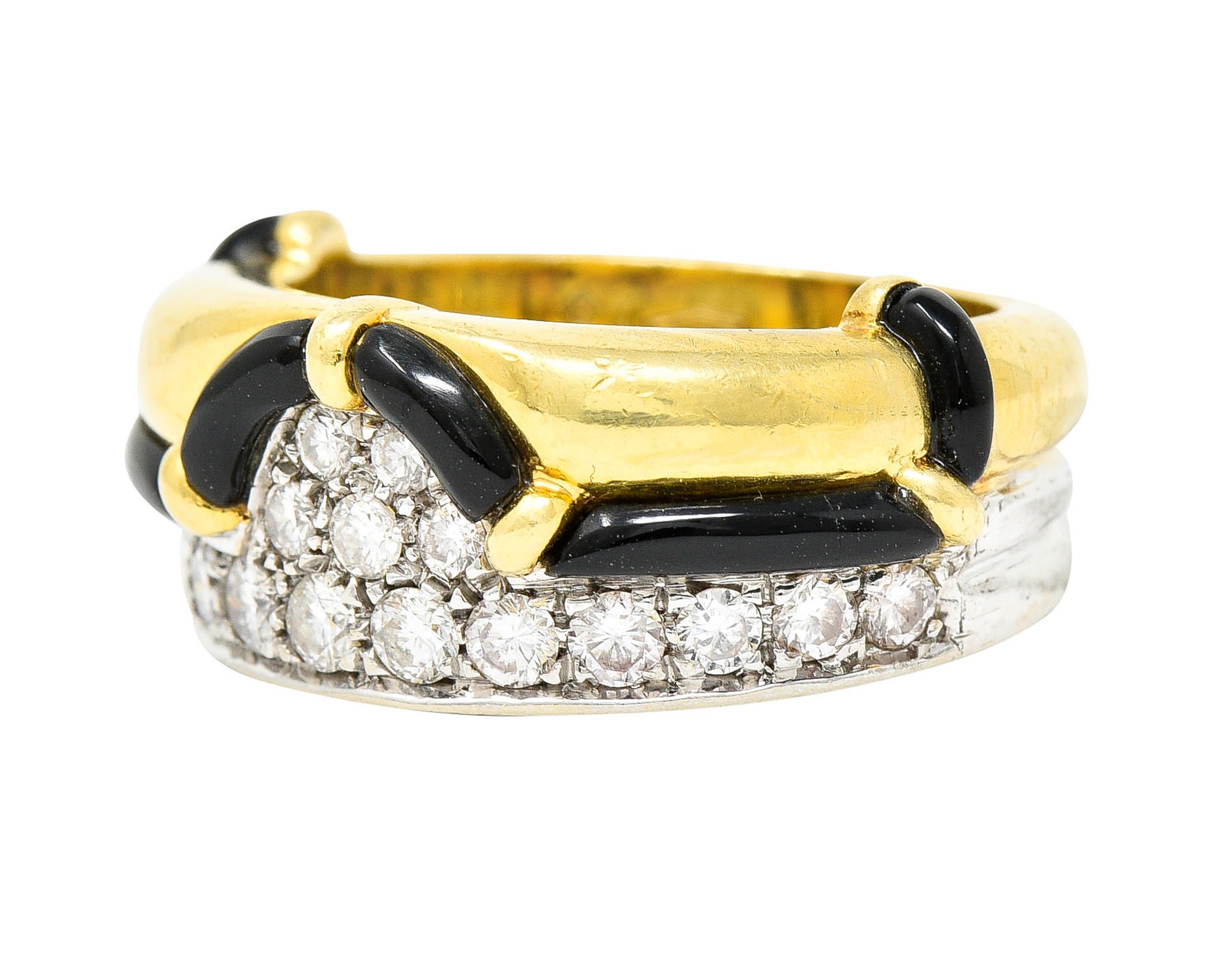 H. Stern Onyx 0.75 CTW Diamond 18 Karat Two-Tone Band RingRing - Wilson's Estate Jewelry