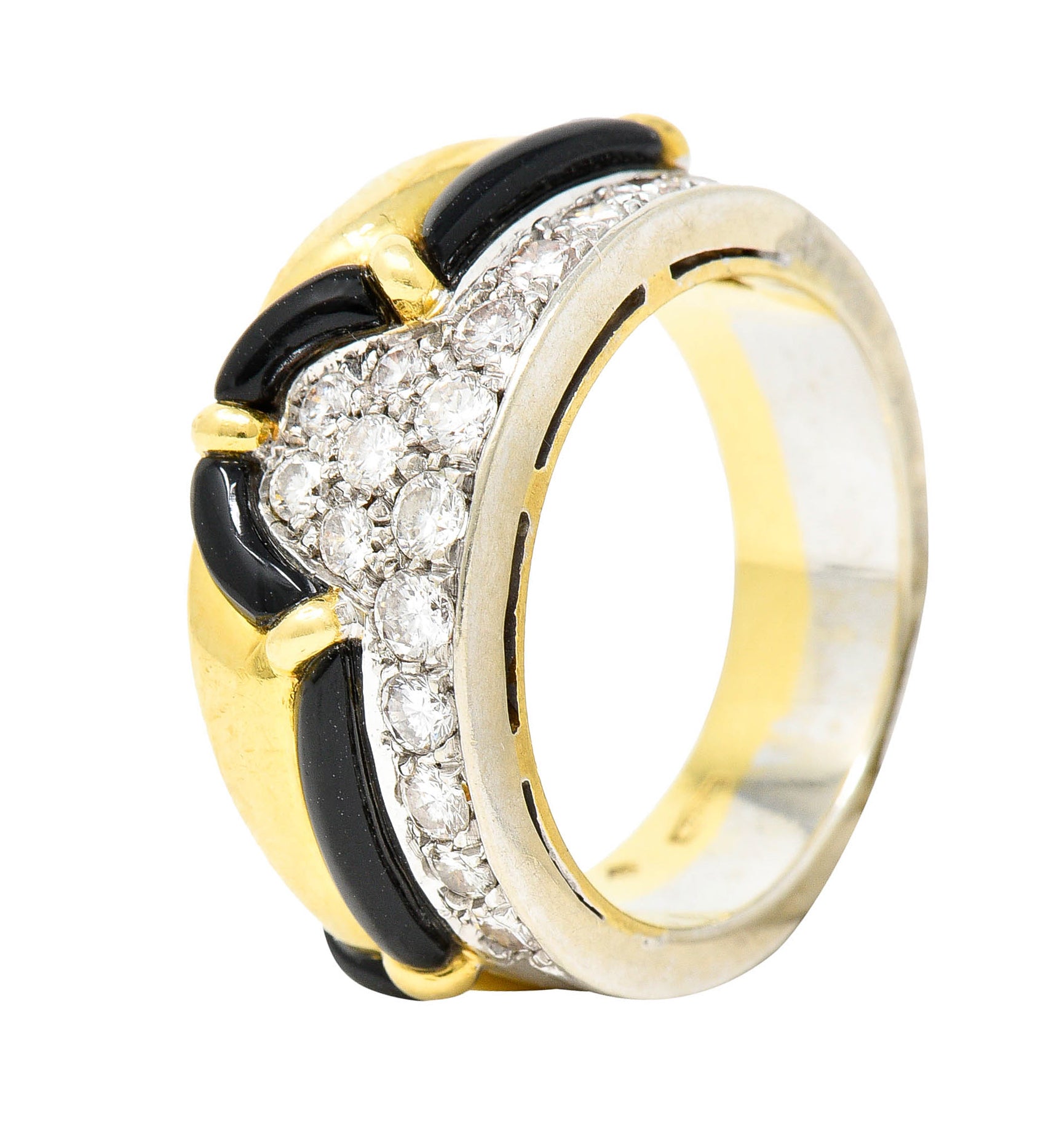 H. Stern Onyx 0.75 CTW Diamond 18 Karat Two-Tone Band RingRing - Wilson's Estate Jewelry